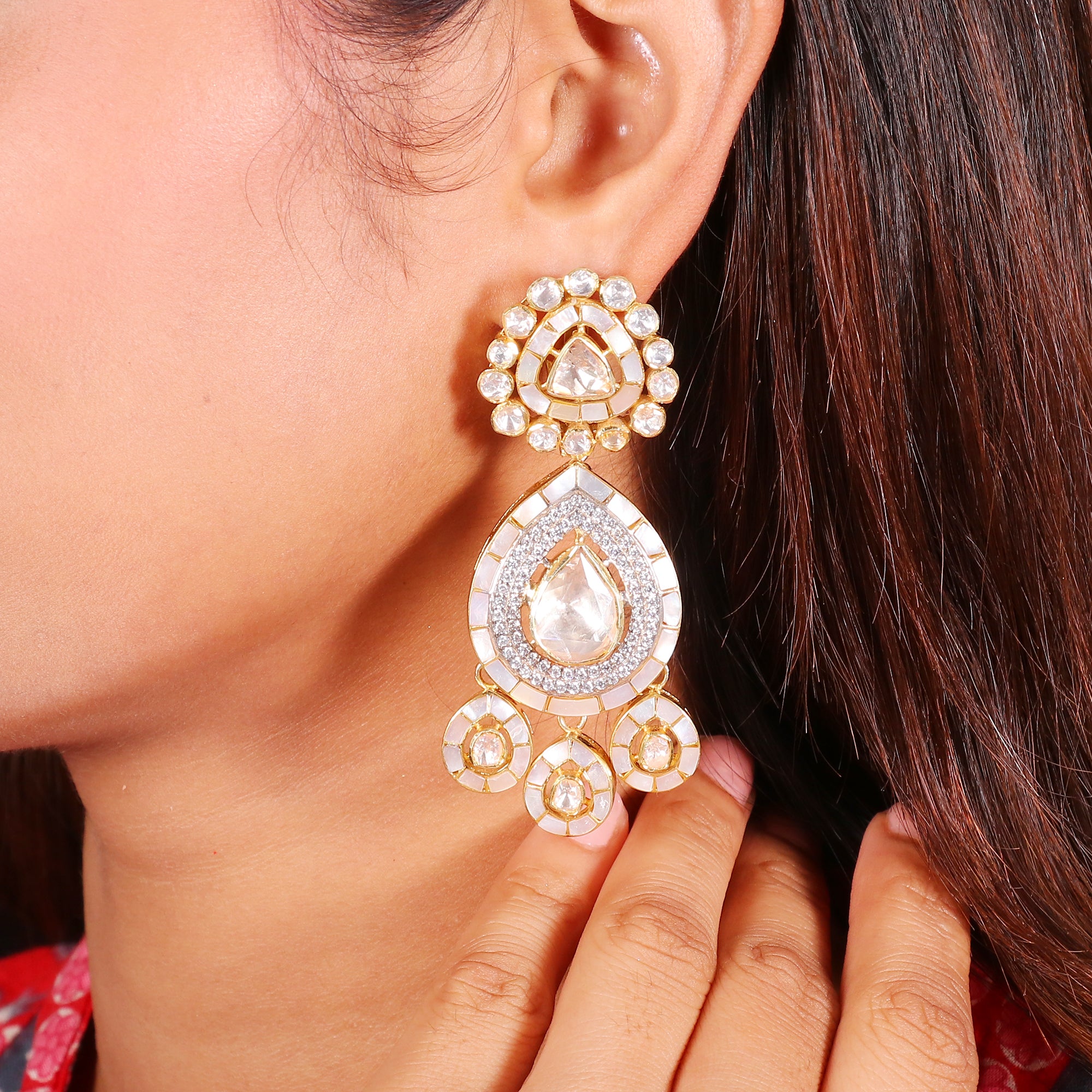 Moissanite Diamond Polki Earring