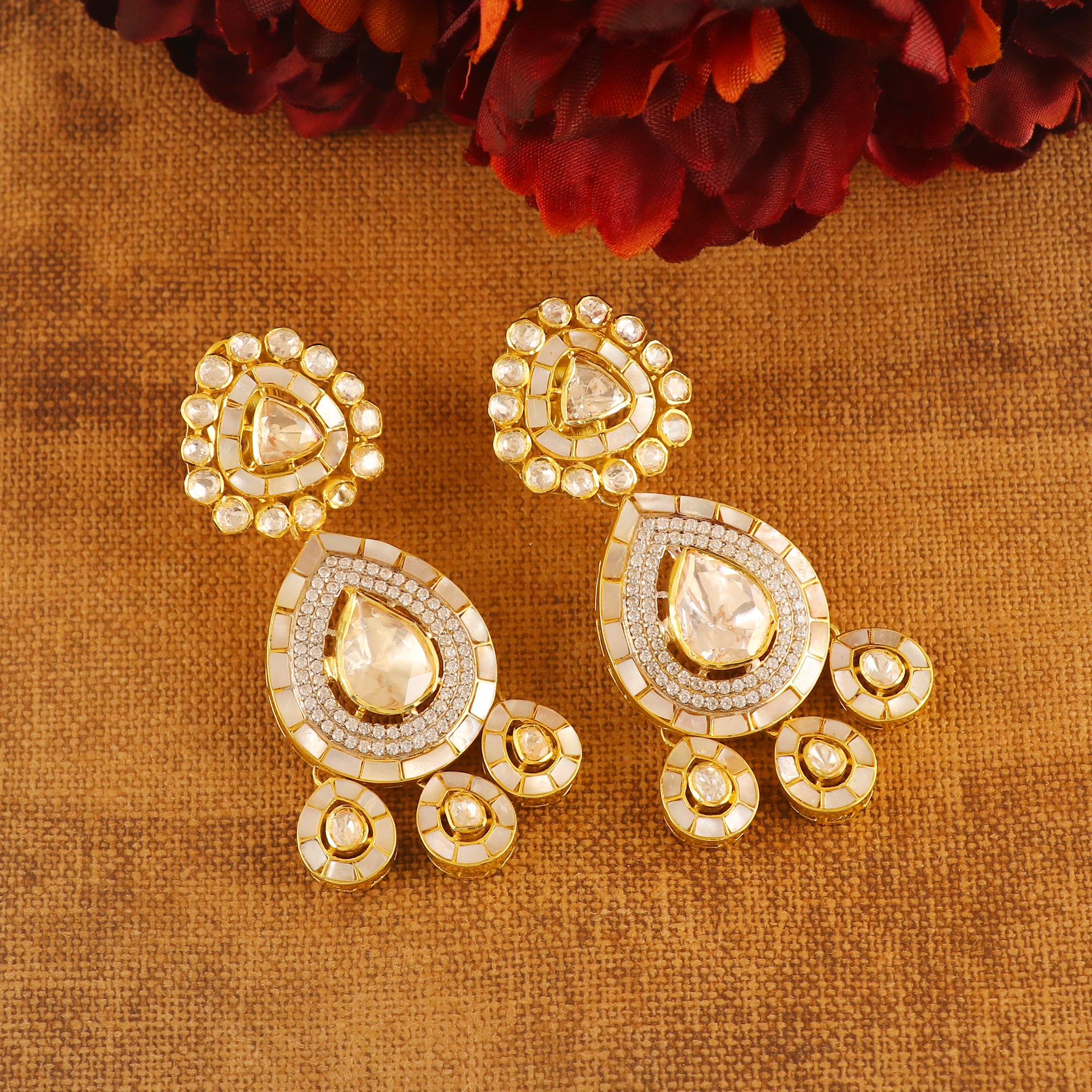 Moissanite Diamond Polki Earring