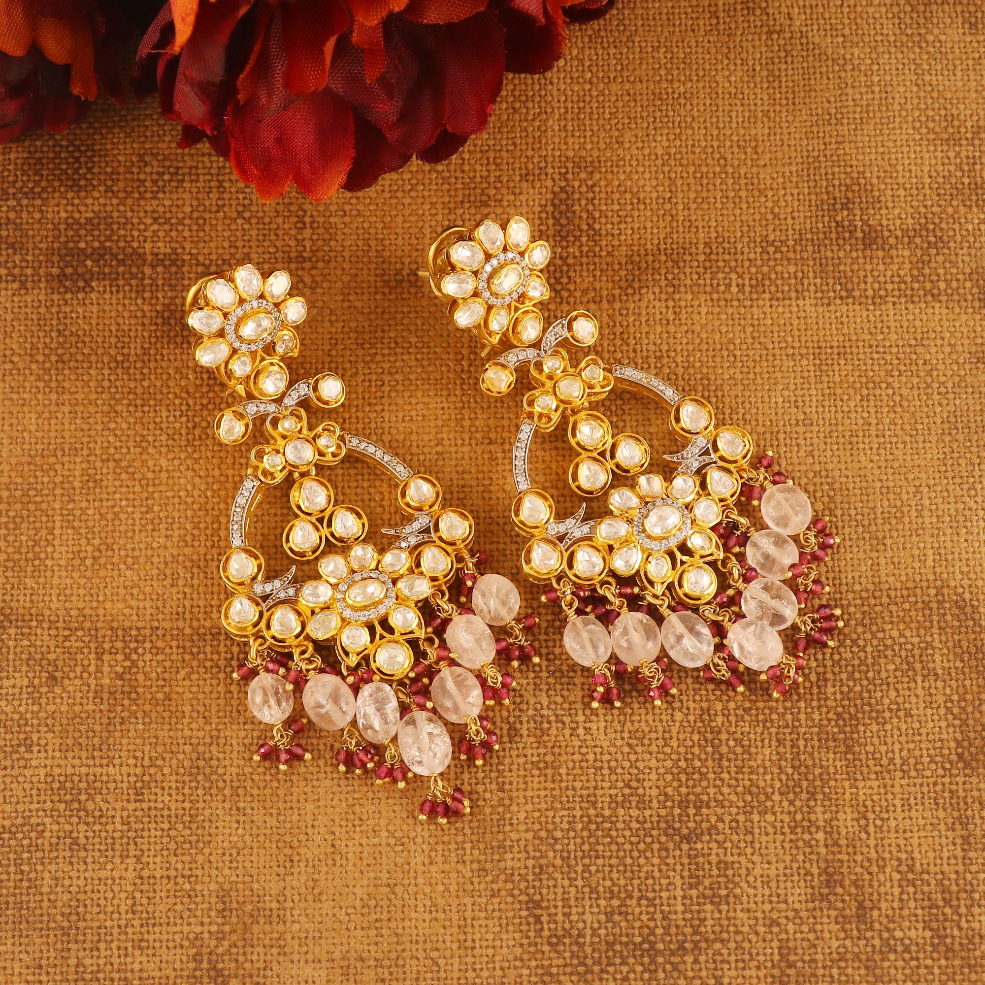 Moissanite Diamond Polki Earring