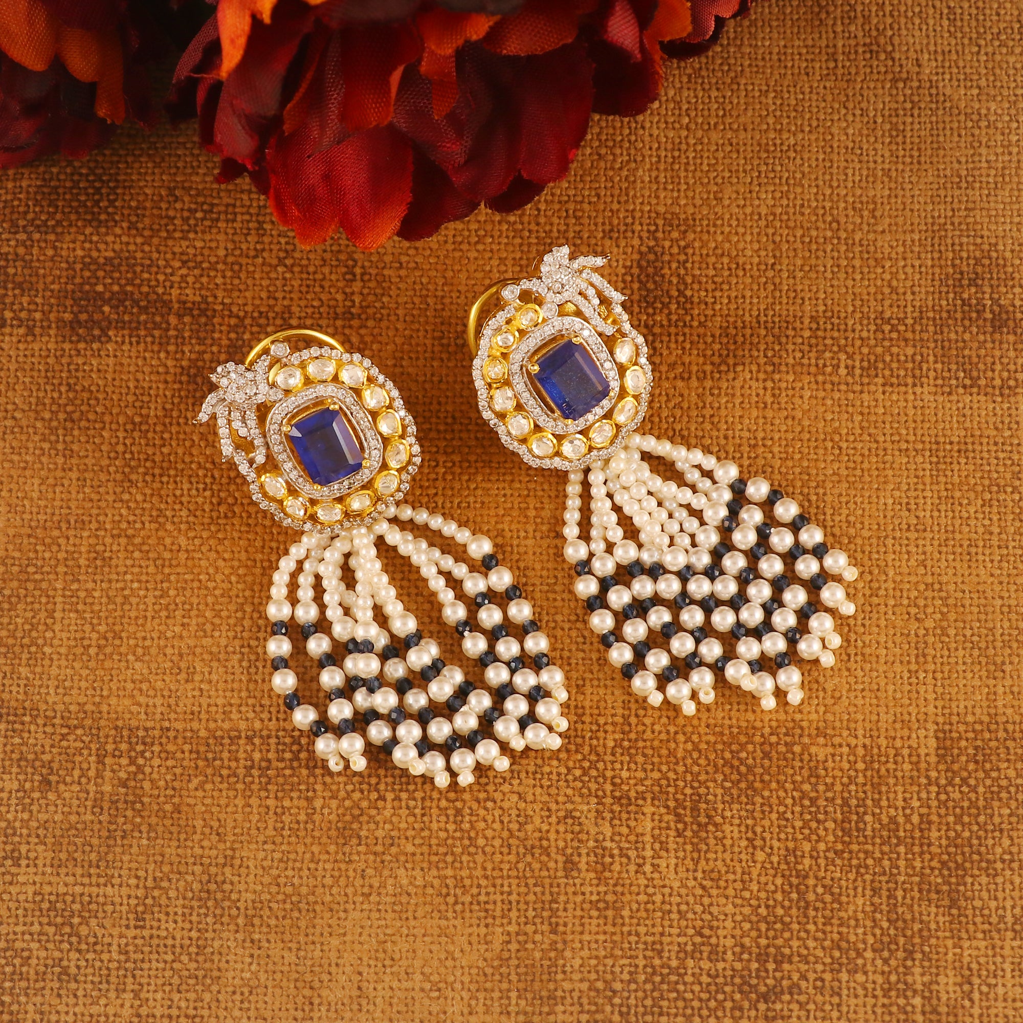 Moissanite Diamond Polki Earring