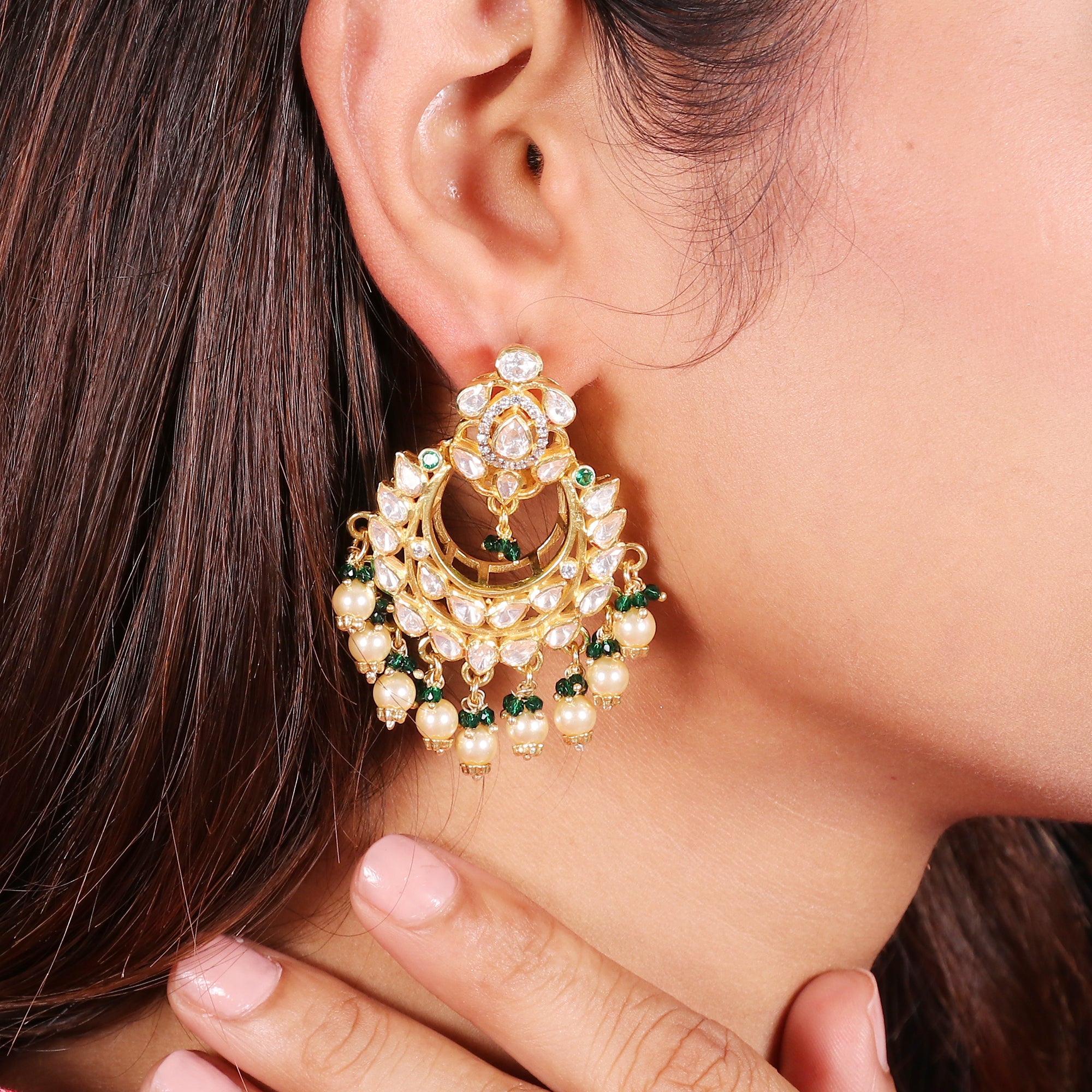 Moissanite Diamond Polki Earring