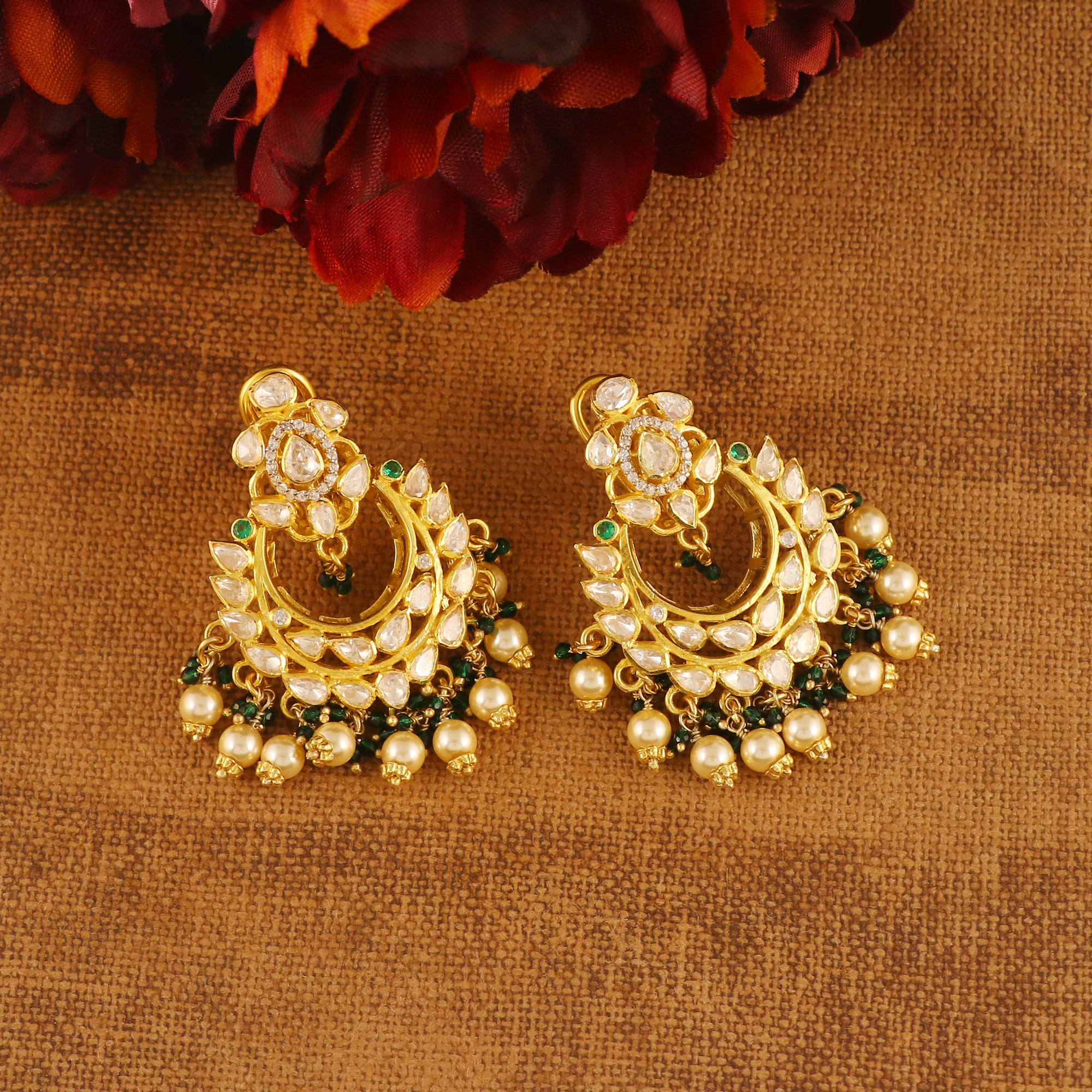 Moissanite Diamond Polki Earring