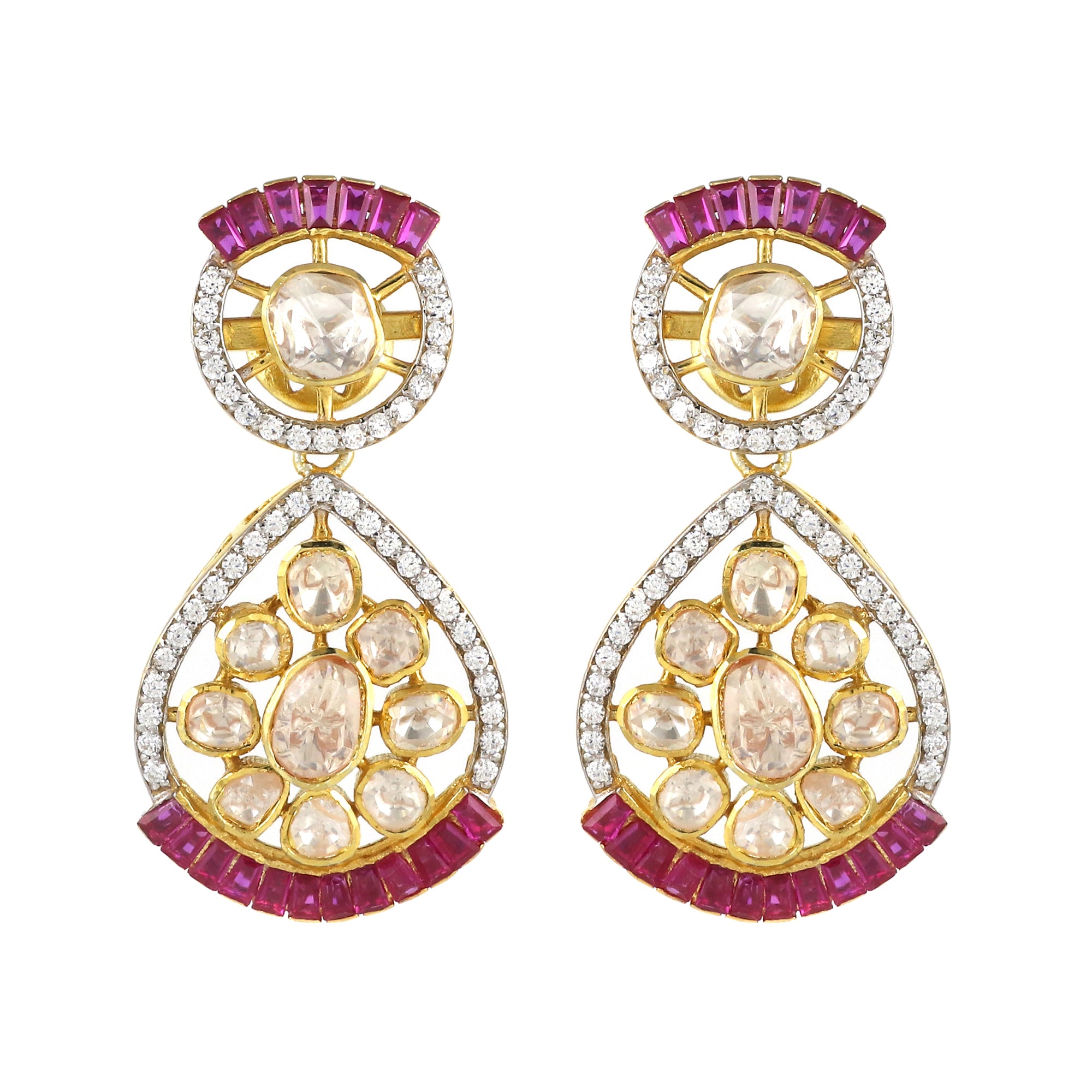Moissanite Diamond Polki Earring
