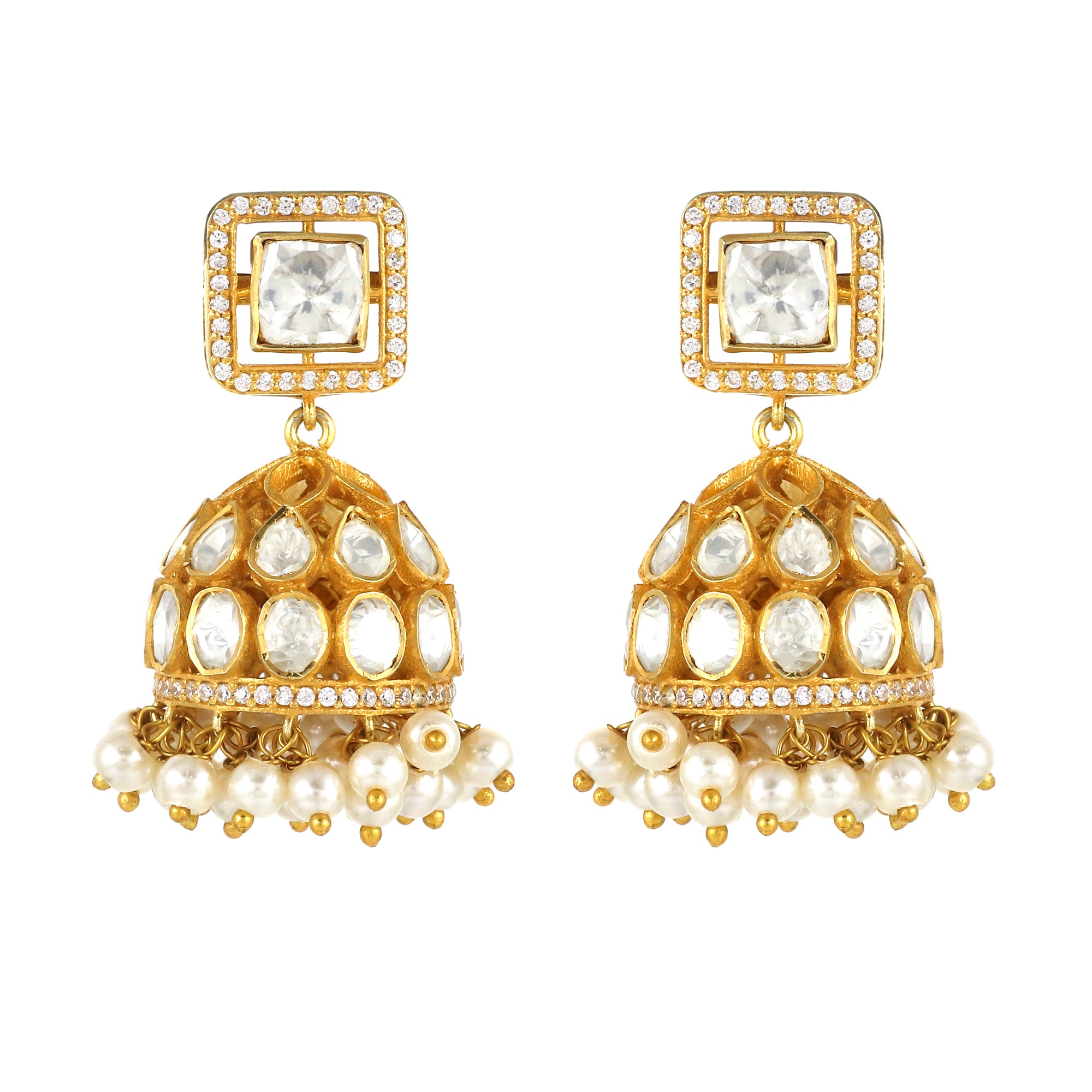 Moissanite Diamond Polki Earring