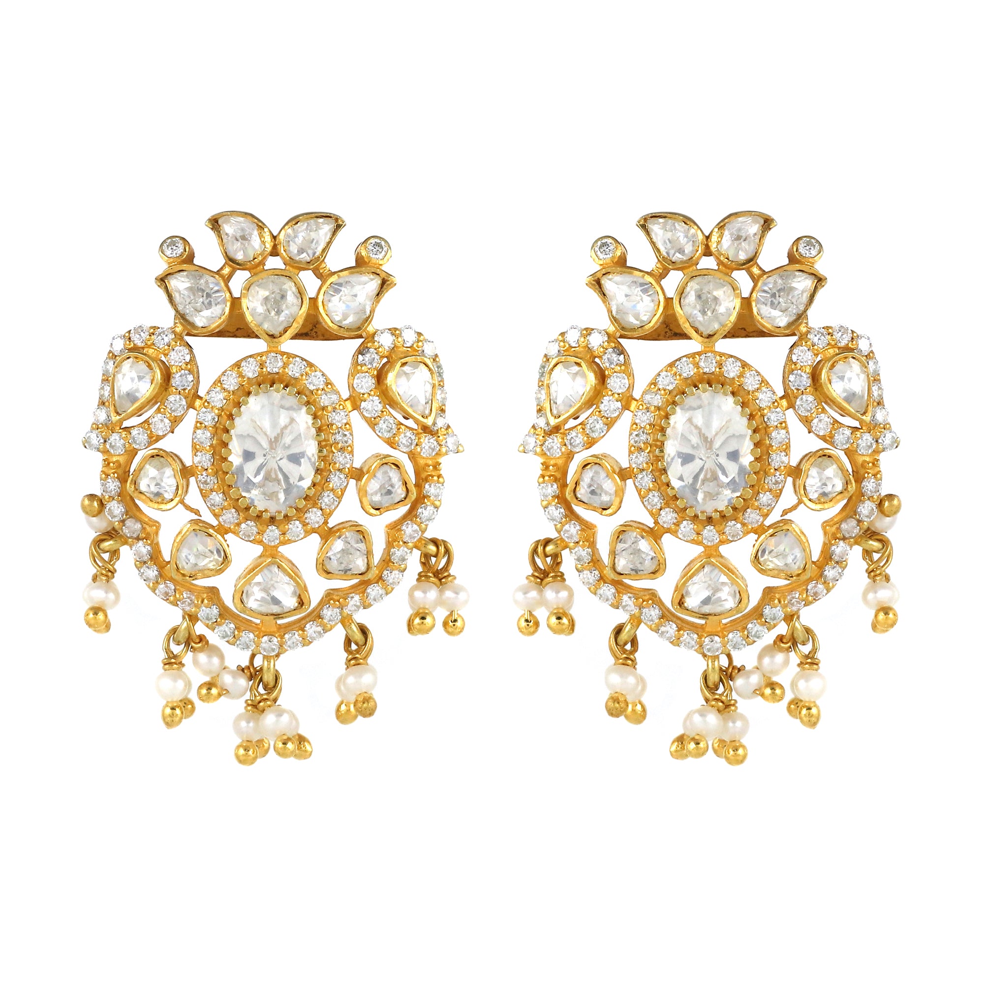 Moissanite Diamond Polki Earring