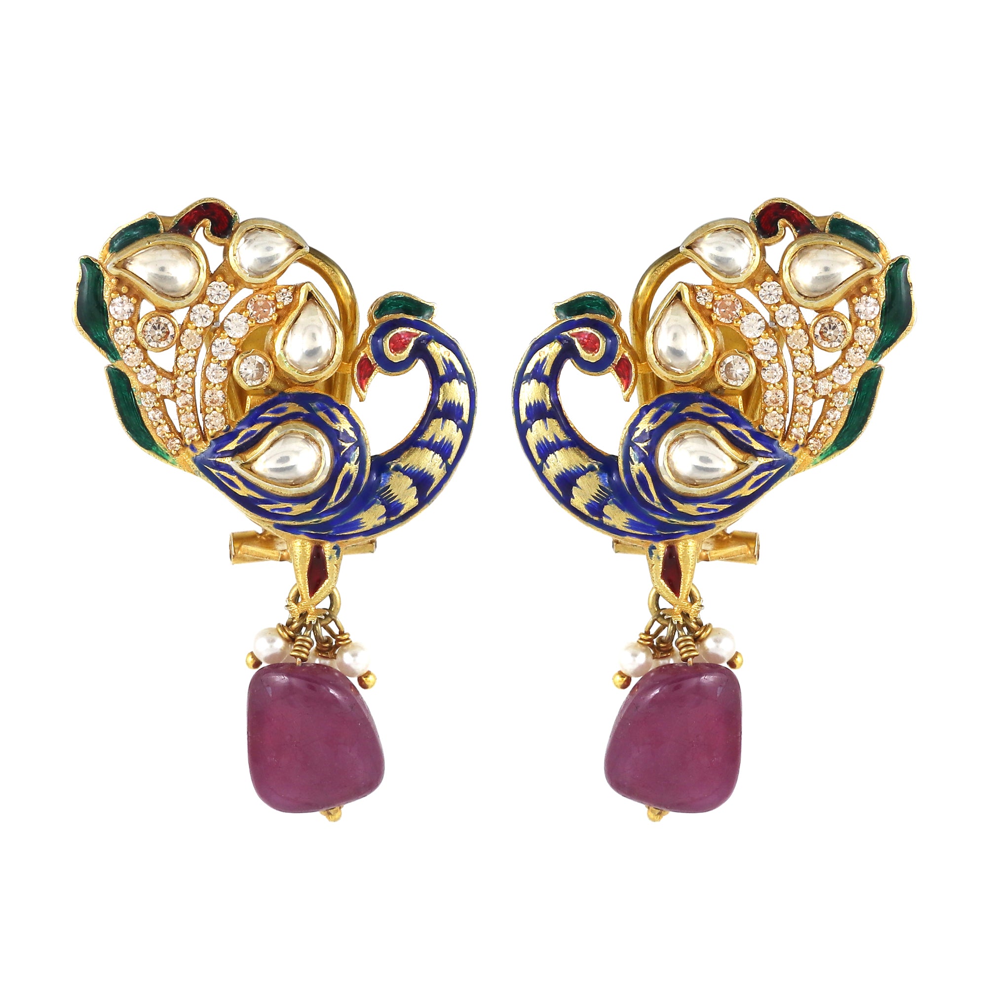 Moissanite Diamond Polki Earring