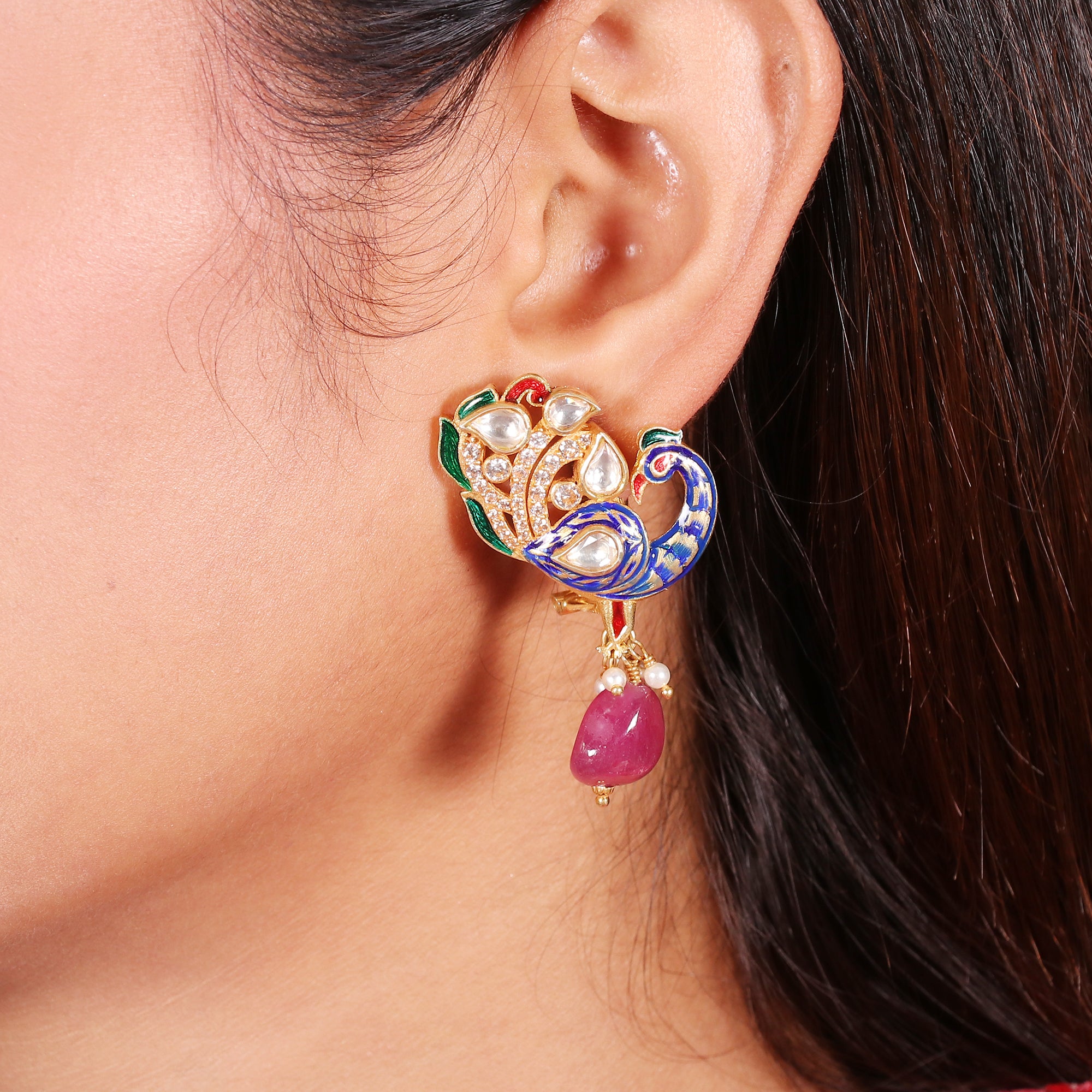 Moissanite Diamond Polki Earring