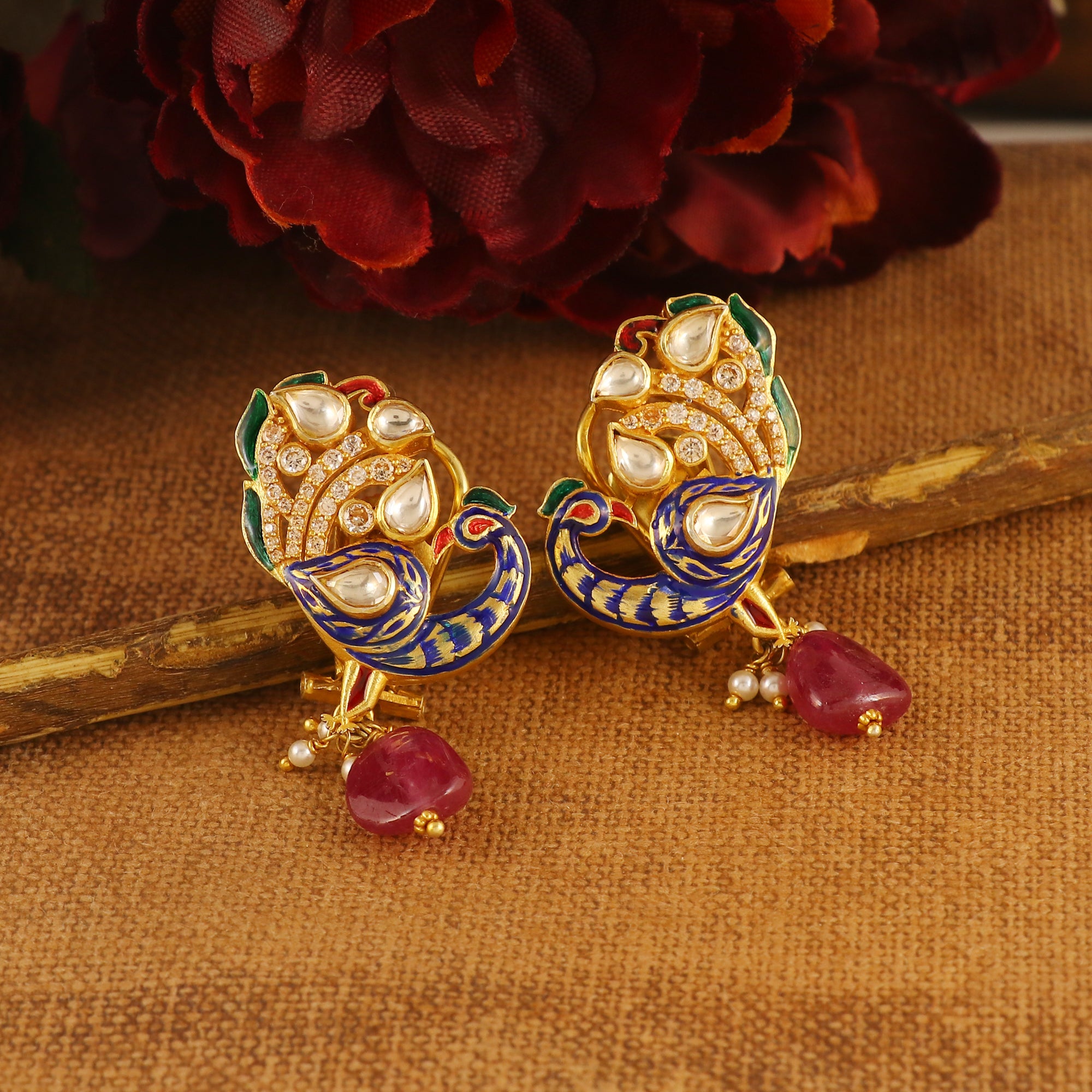 Moissanite Diamond Polki Earring