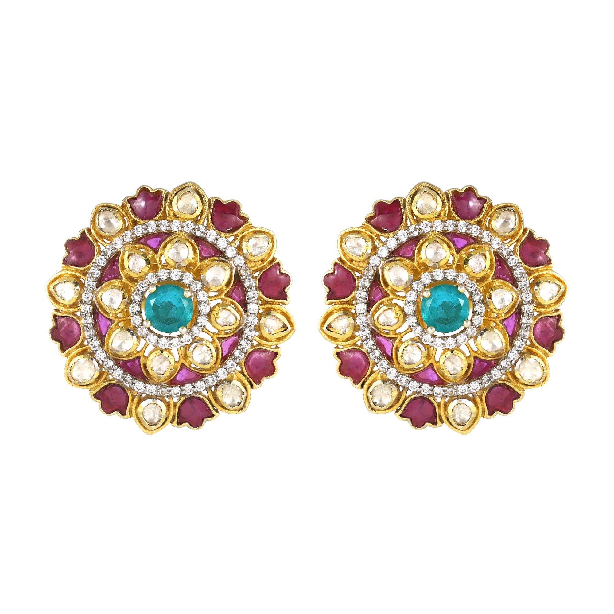 Moissanite Diamond Polki Earring