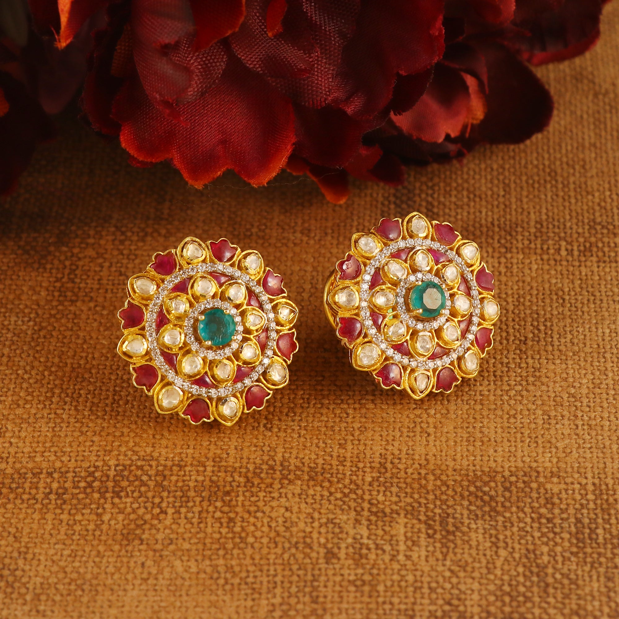 Moissanite Diamond Polki Earring