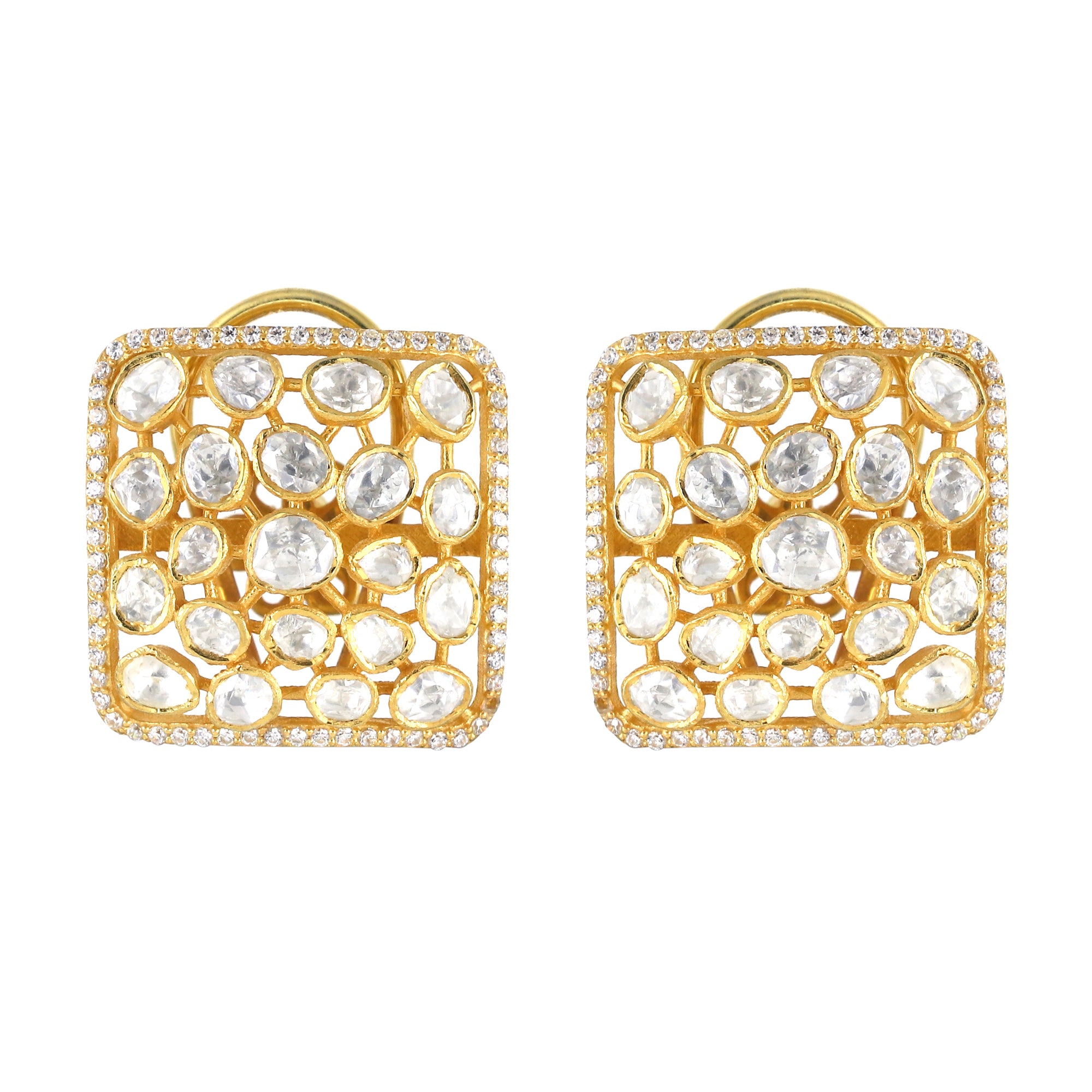 Moissanite Diamond Polki Earring