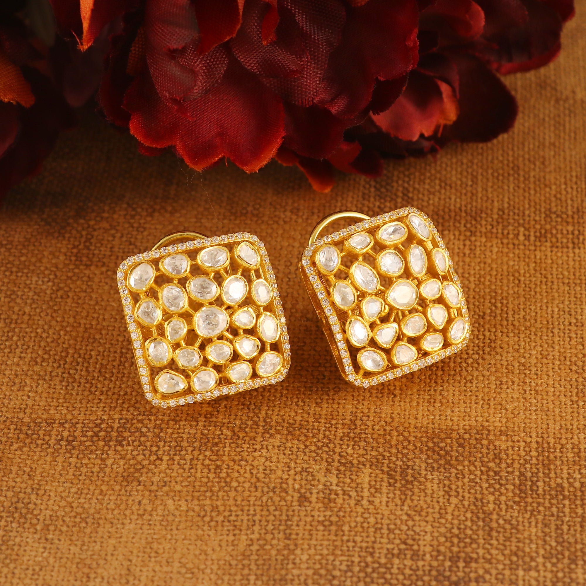 Moissanite Diamond Polki Earring