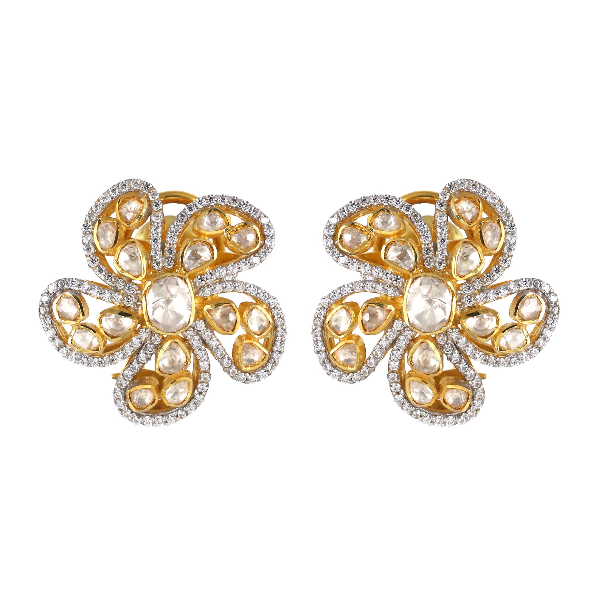 Moissanite Diamond Polki Earring
