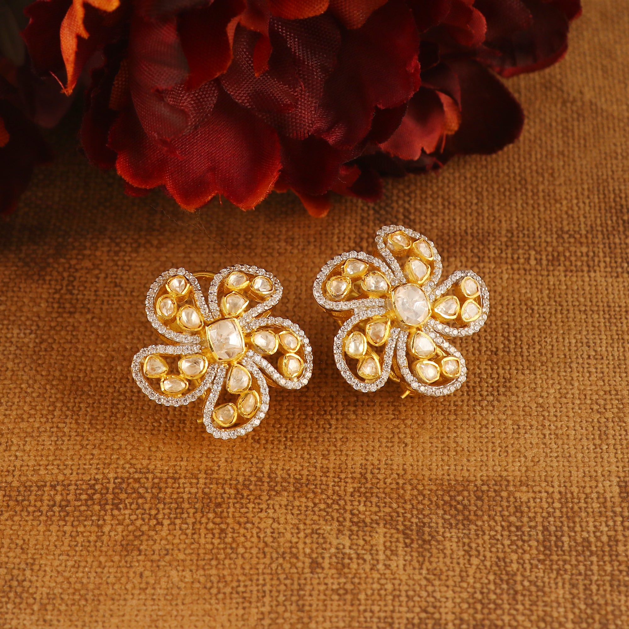 Moissanite Diamond Polki Earring