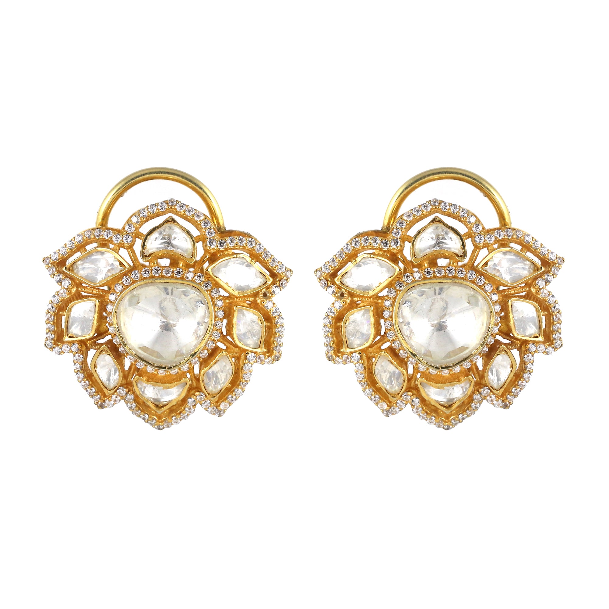 Moissanite Diamond Polki Earring