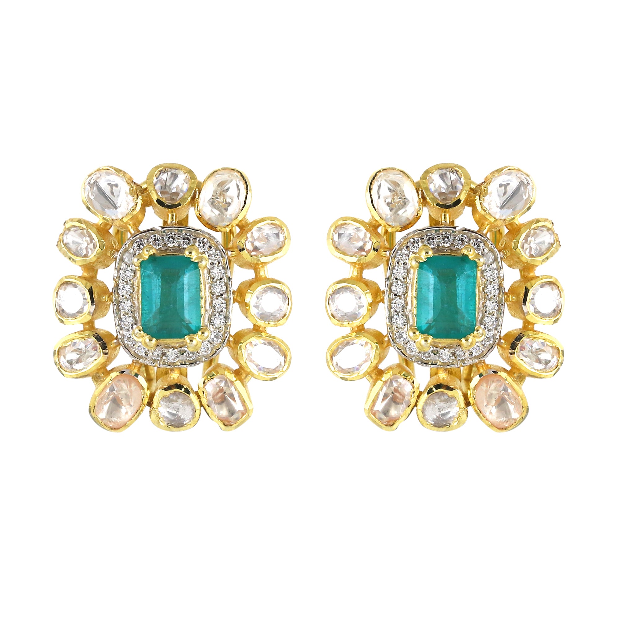 Moissanite Diamond Polki Earring