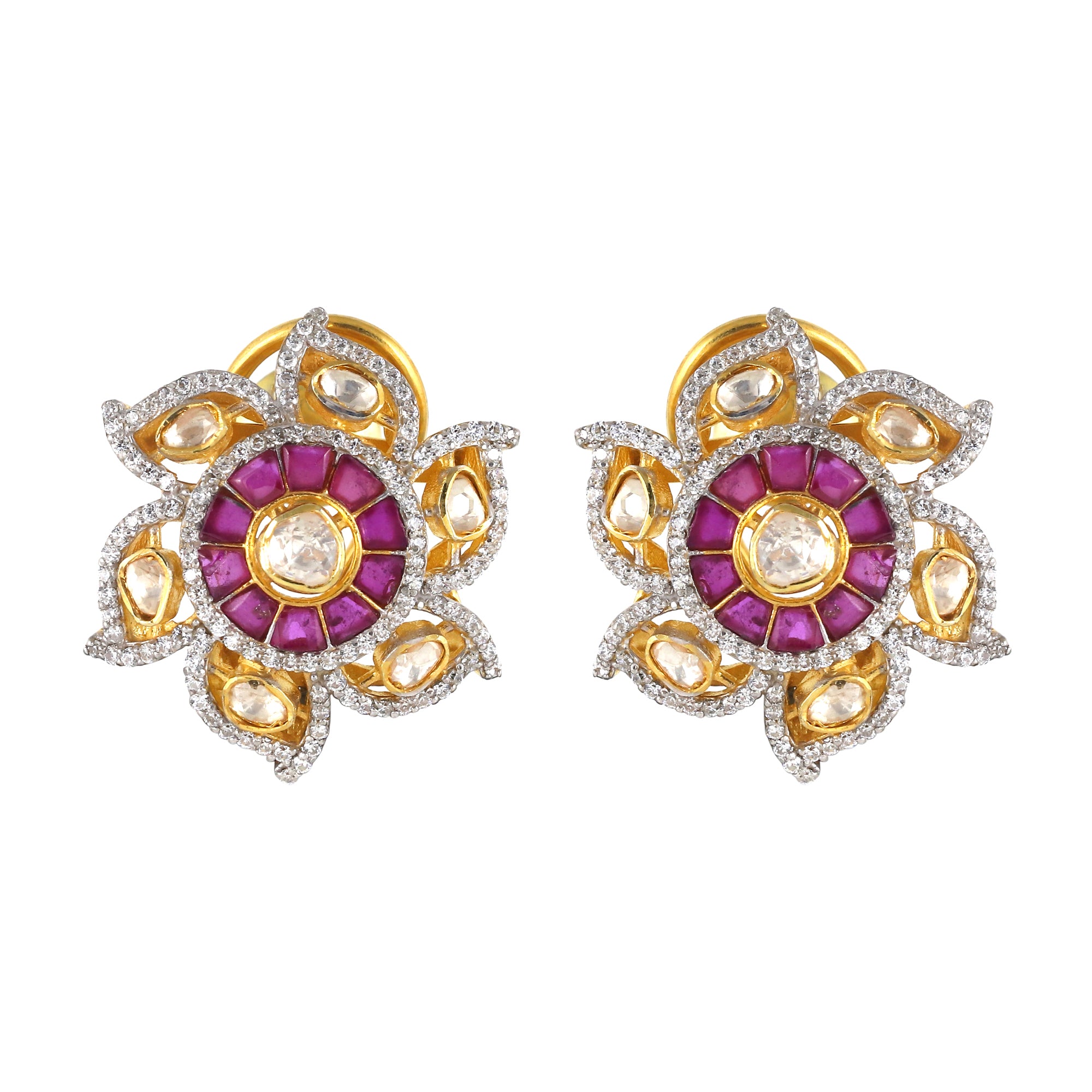 Moissanite Diamond Polki Earring