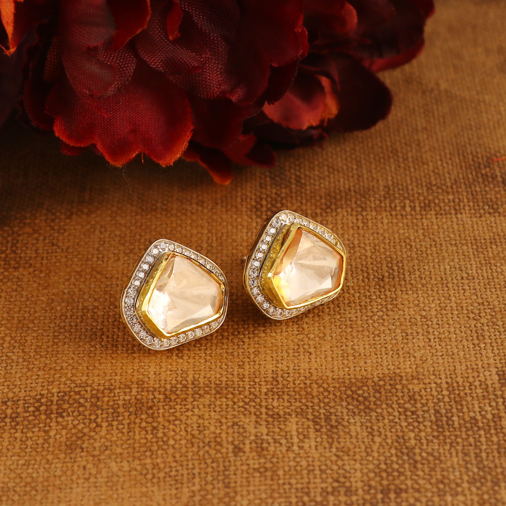 Moissanite Diamond Polki Earring