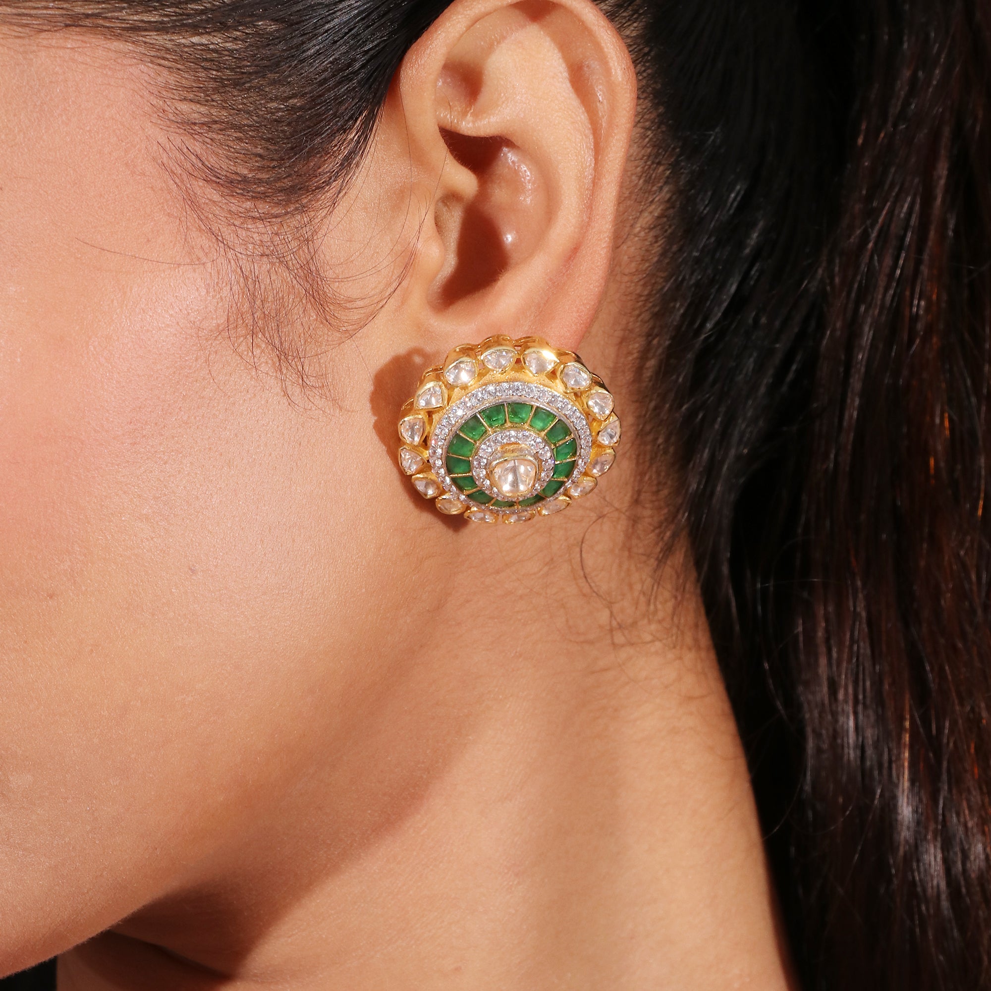 Moissanite Diamond Polki Earring