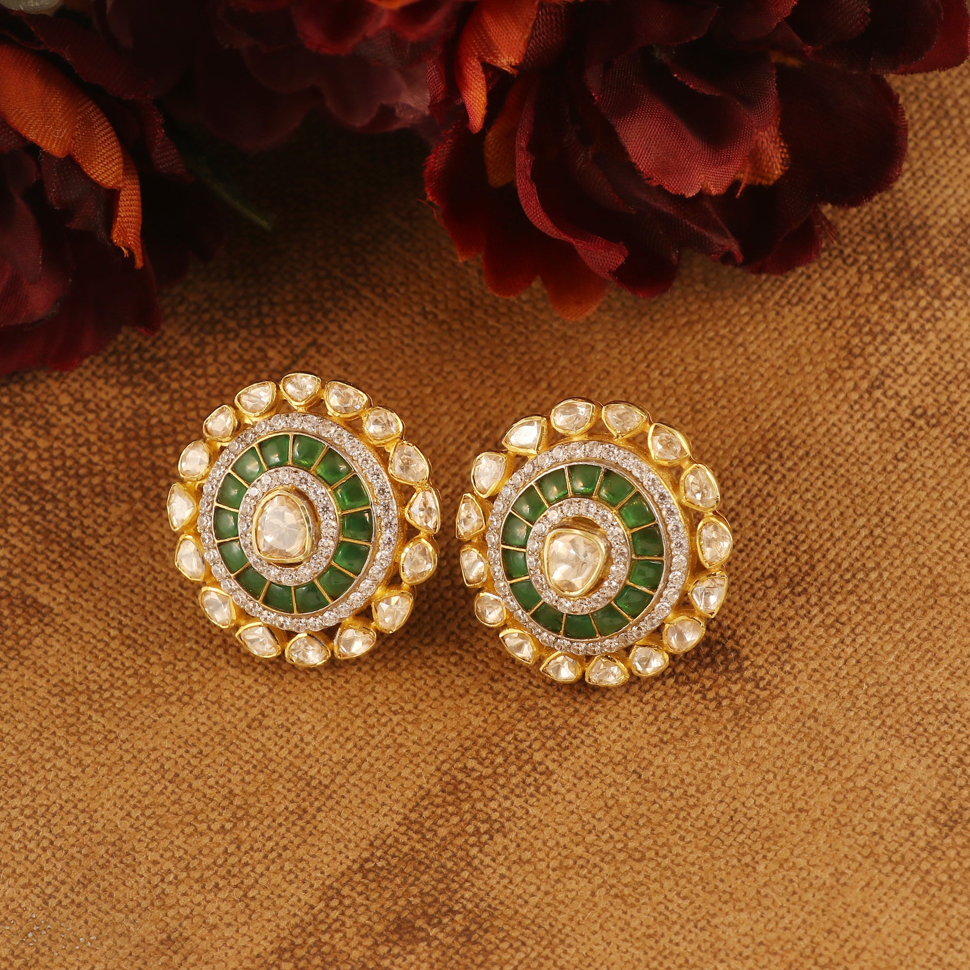 Moissanite Diamond Polki Earring