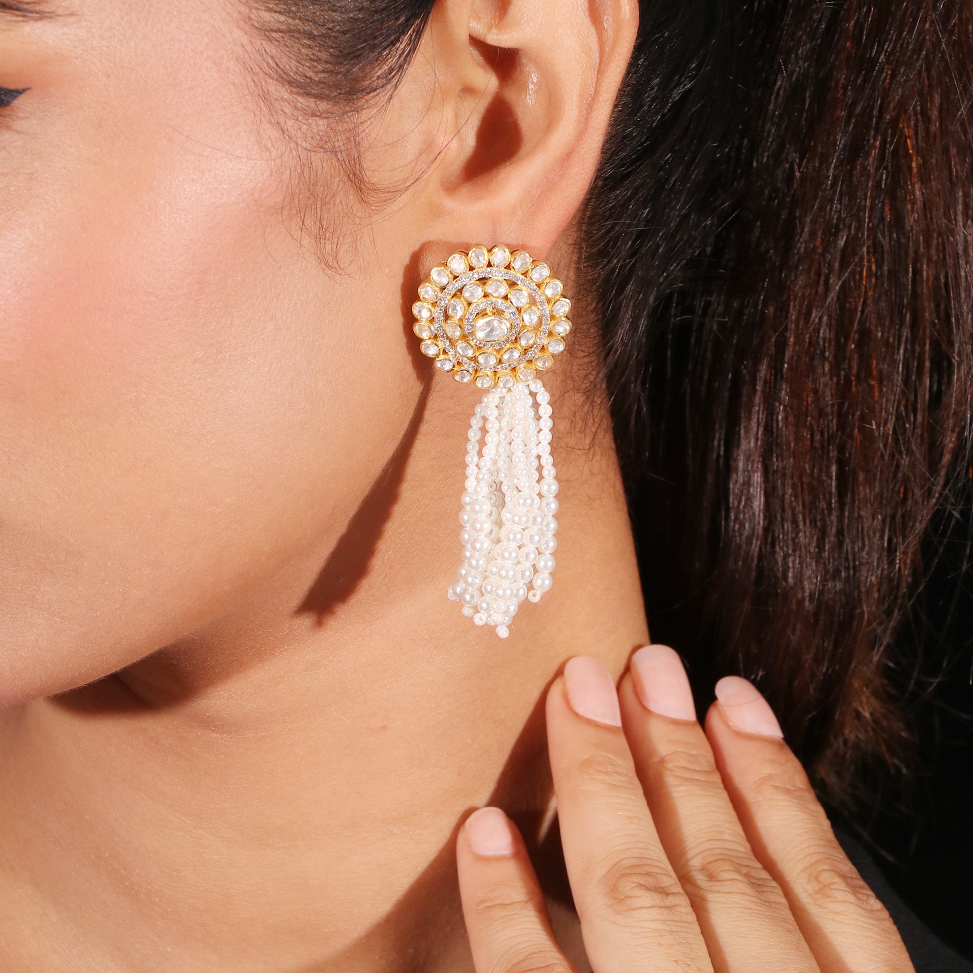 Moissanite Diamond Polki Earring