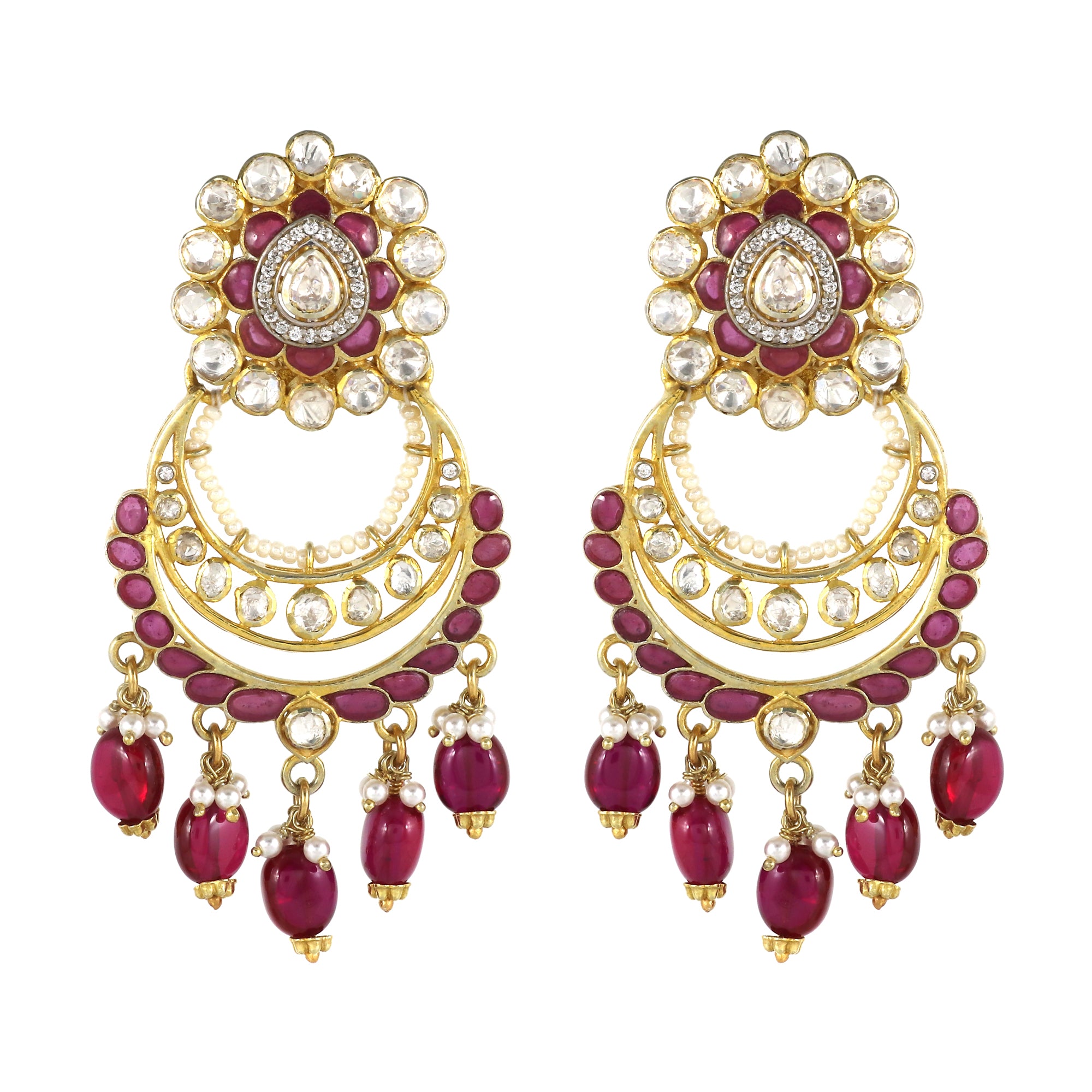 Moissanite Diamond Polki Earring