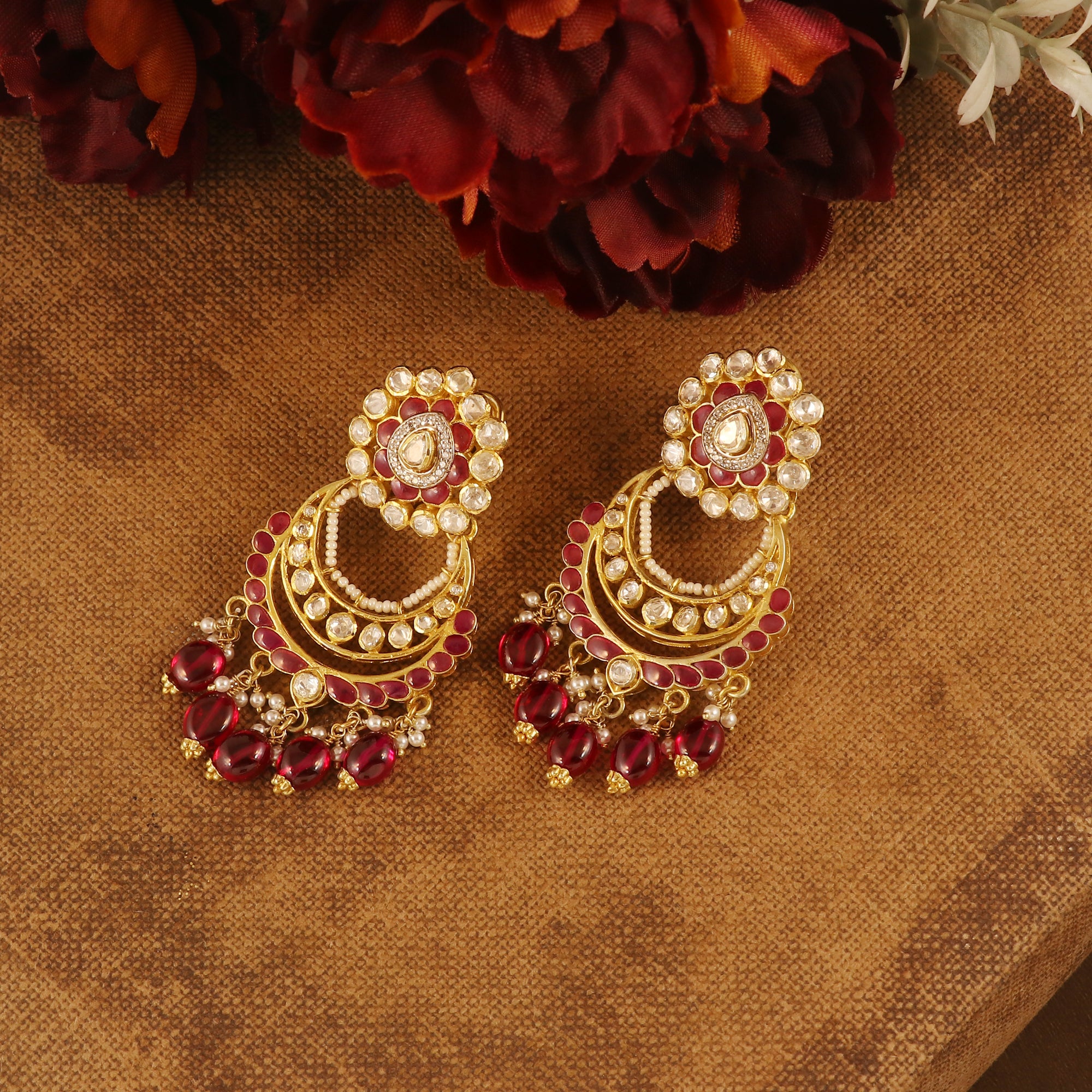 Moissanite Diamond Polki Earring