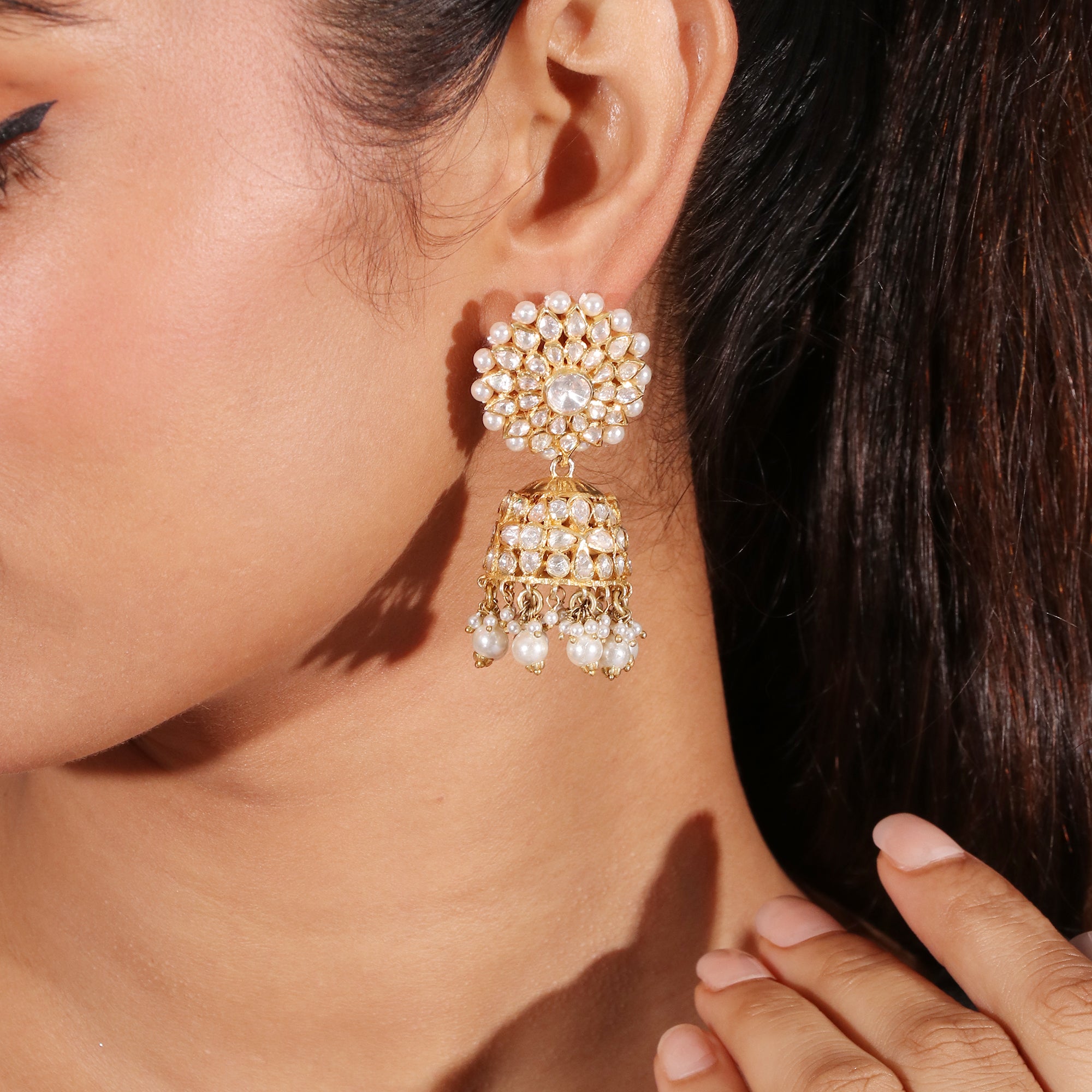 Moissanite Diamond Polki Earring