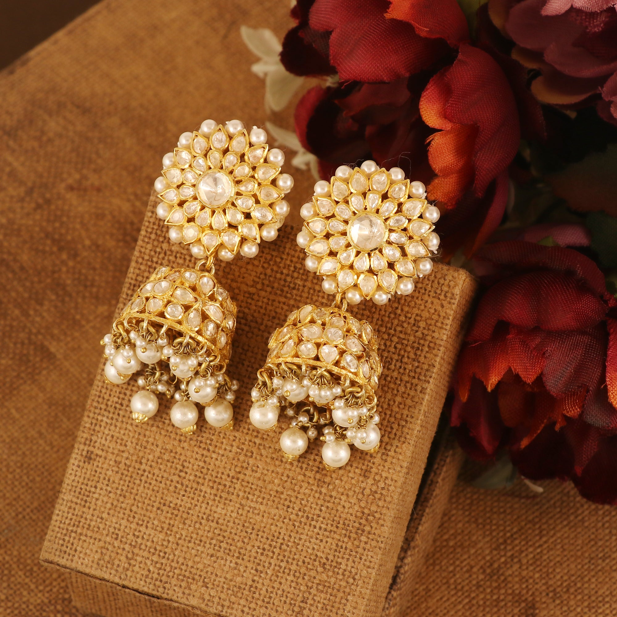 Moissanite Diamond Polki Earring