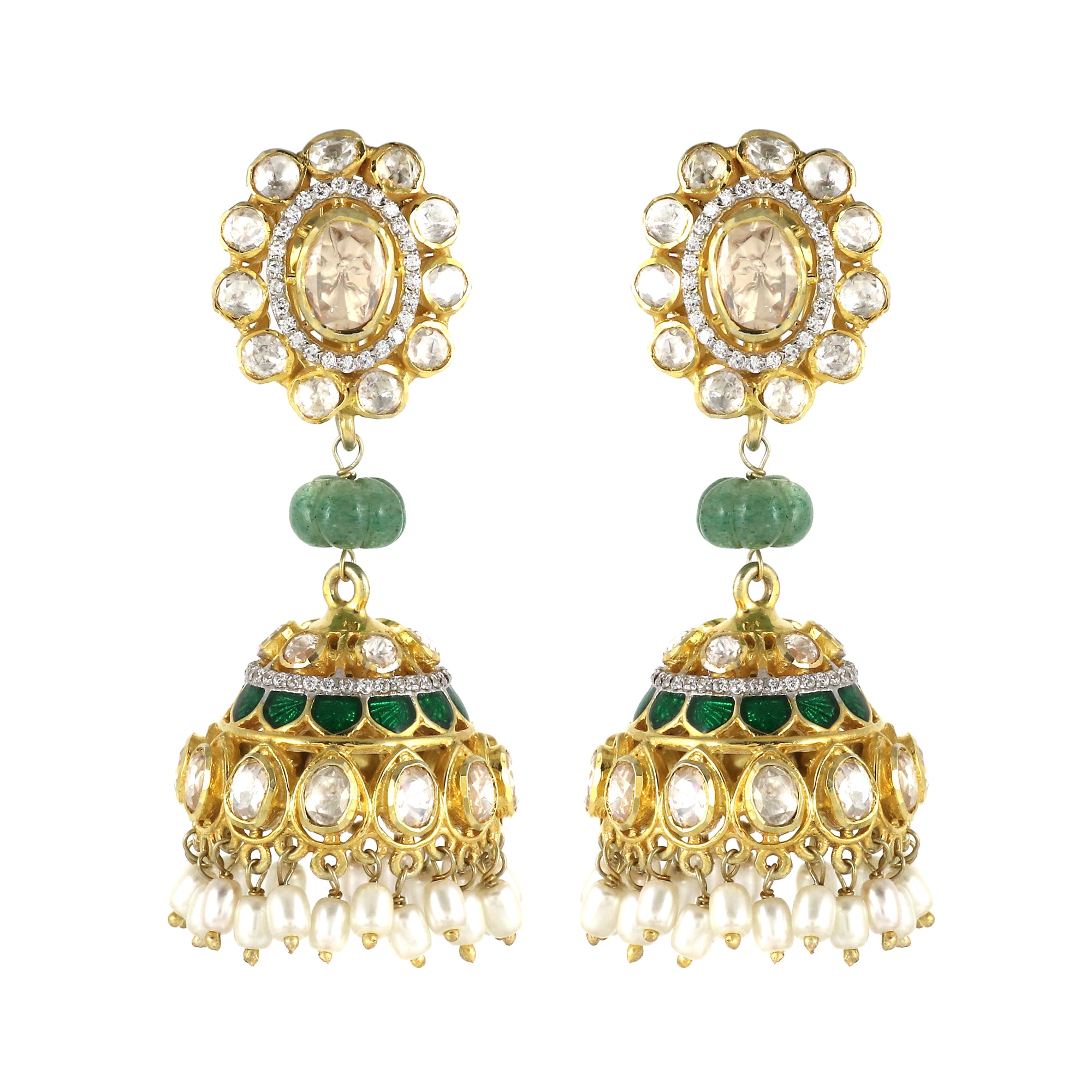 Moissanite Diamond Polki Earring