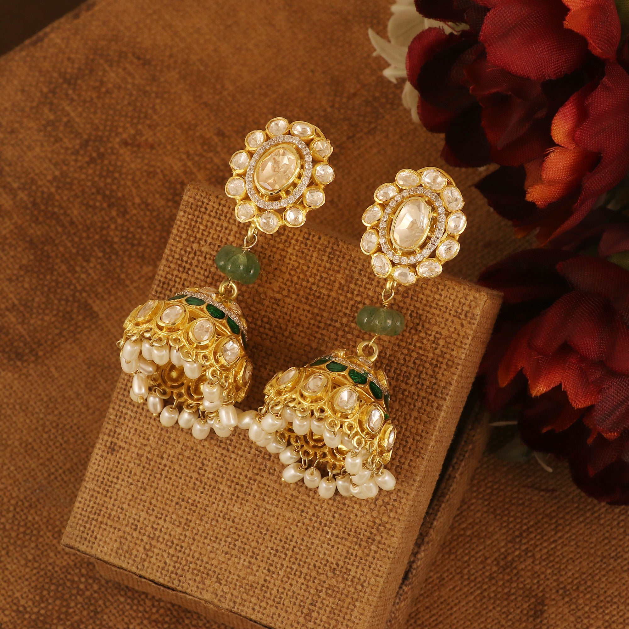 Moissanite Diamond Polki Earring