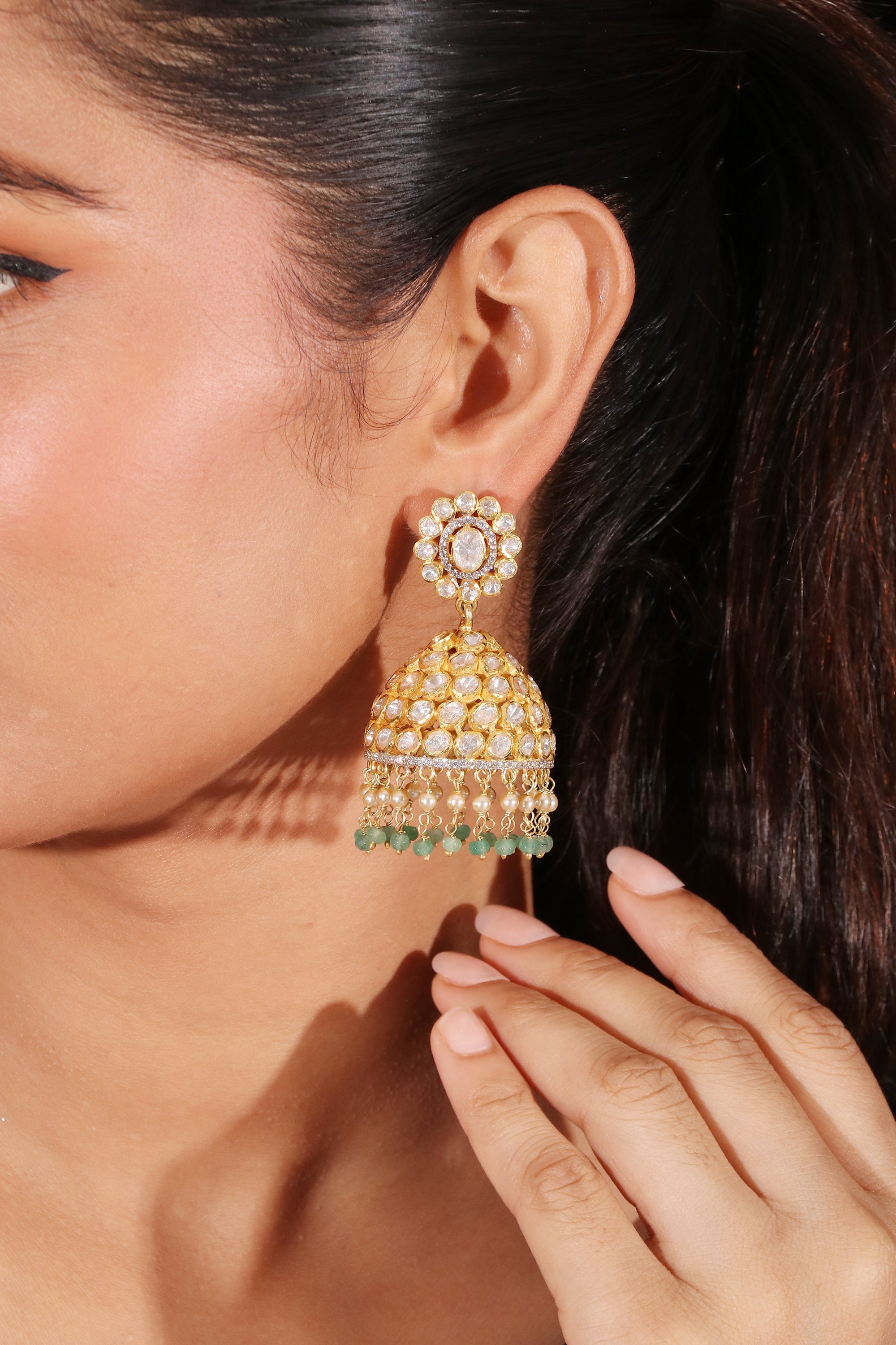 Moissanite Diamond Polki Earring