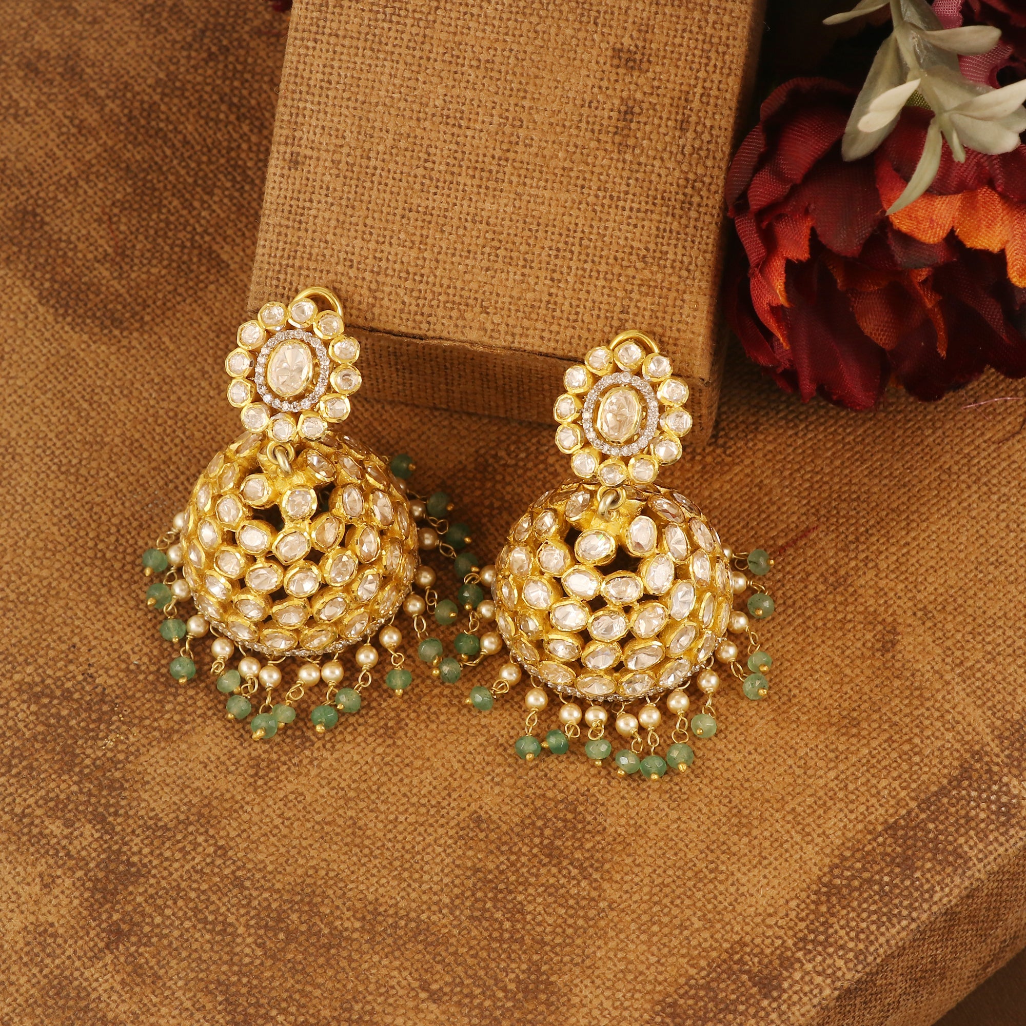 Moissanite Diamond Polki Earring