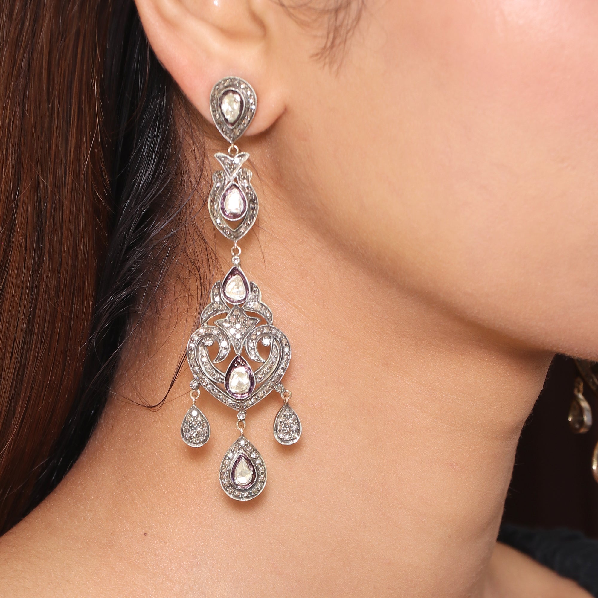Royal Heirloom Victorian Polki Diamond Earrings