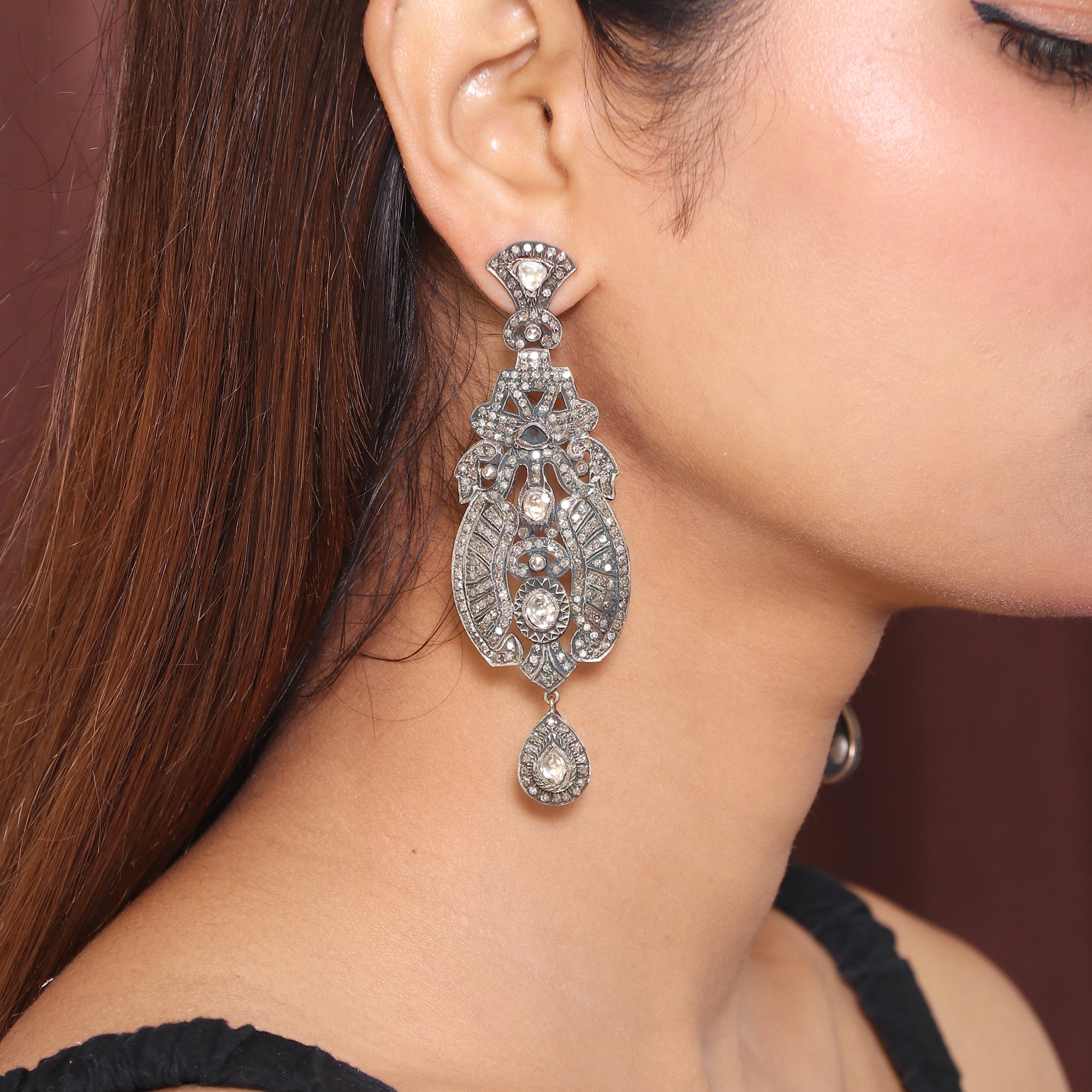 Regal Era Handcrafted Uncut Diamond Danglers