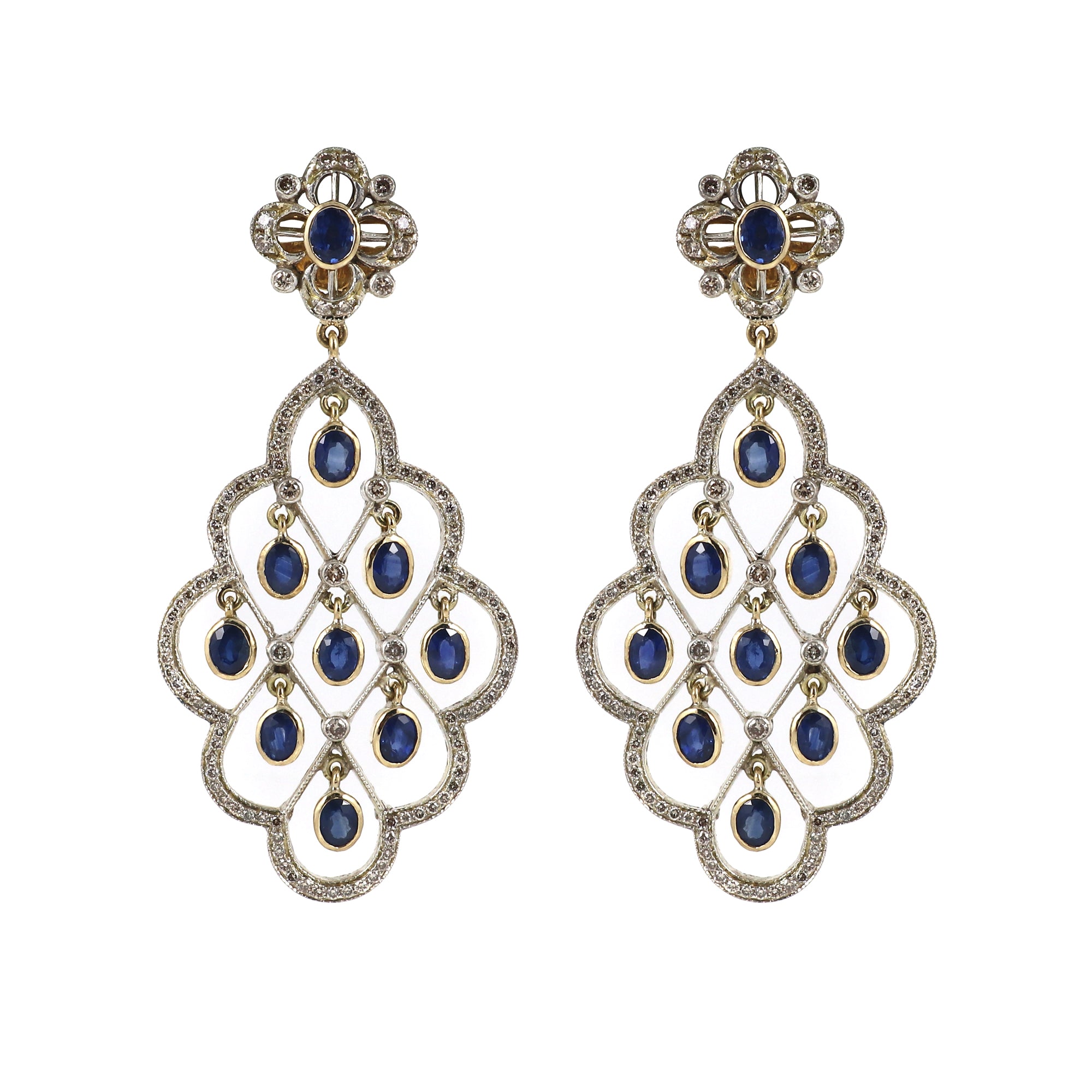 Regal Sapphire &  Beaded Victorian Earrings