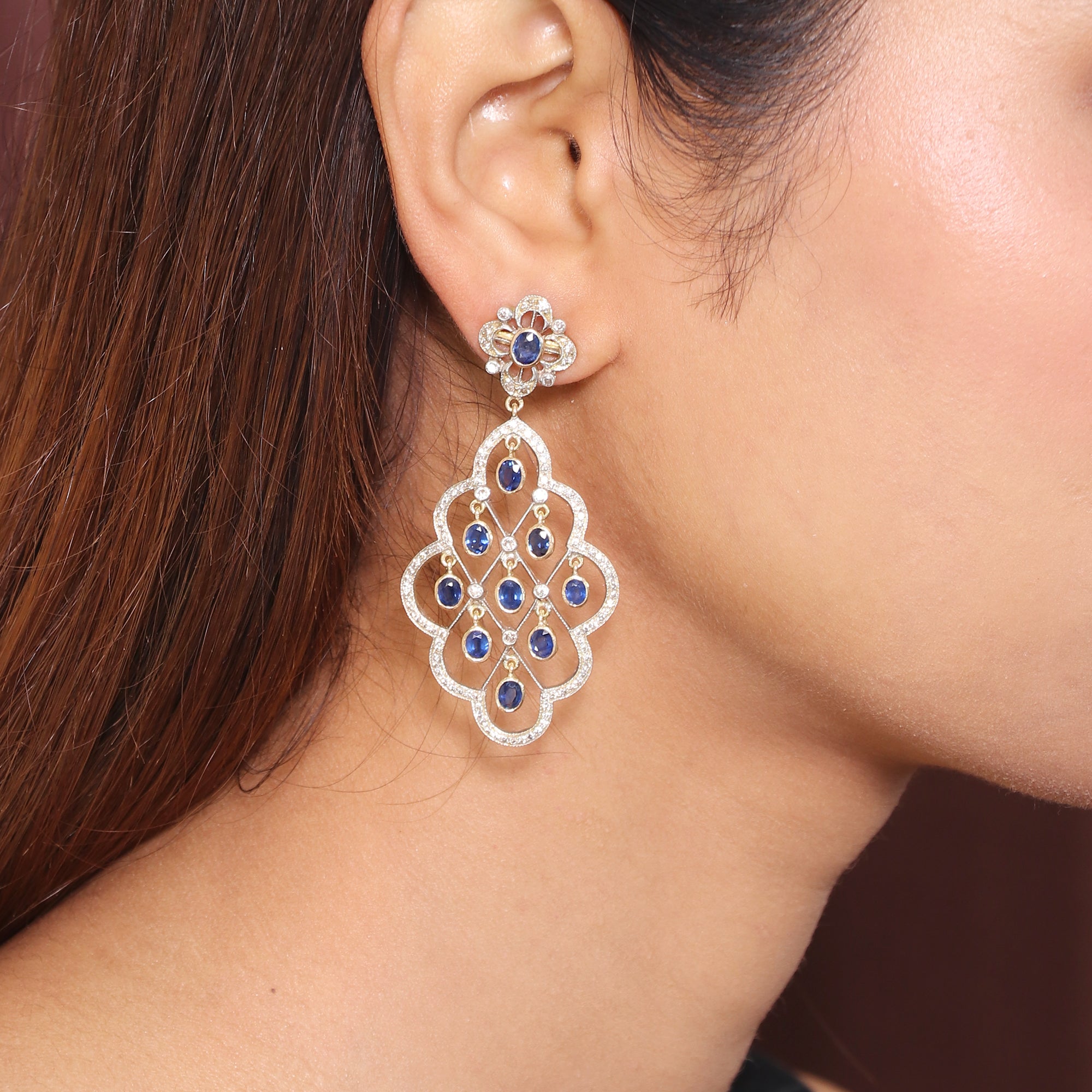 Regal Sapphire &  Beaded Victorian Earrings