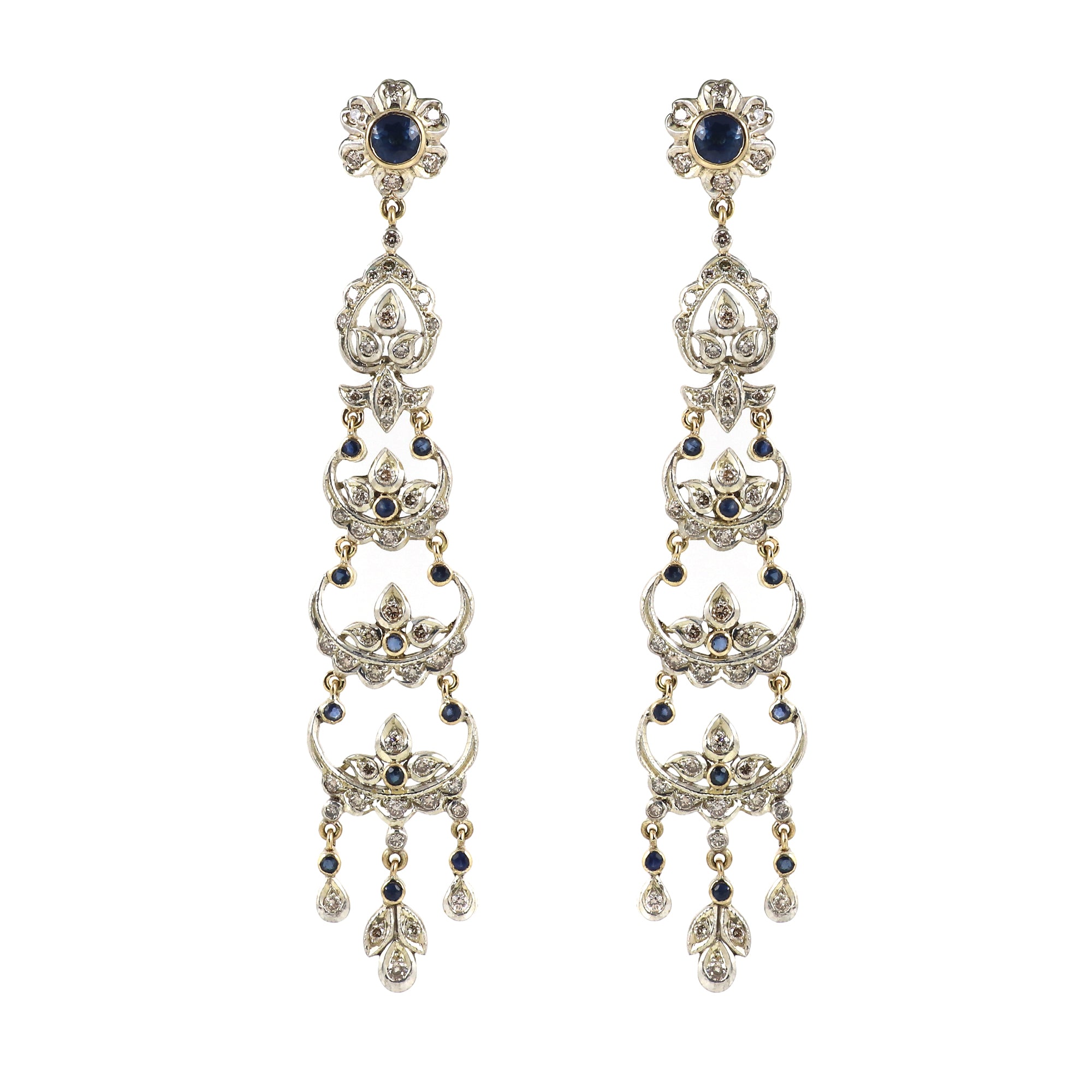 Imperial Sapphire & Diamond Beaded Earrings