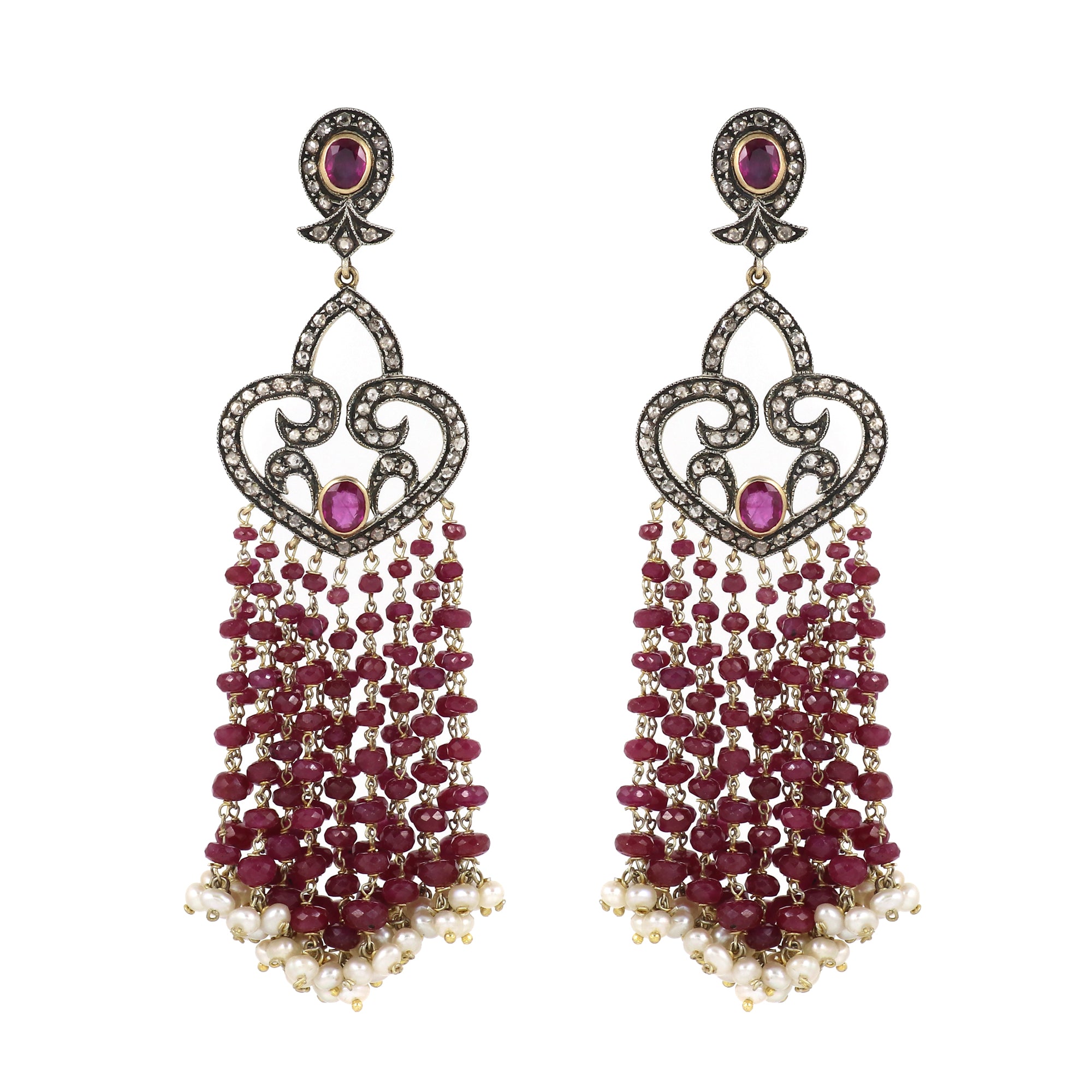 Vintage Victorian Ruby & Emerald Mala Chandeliers