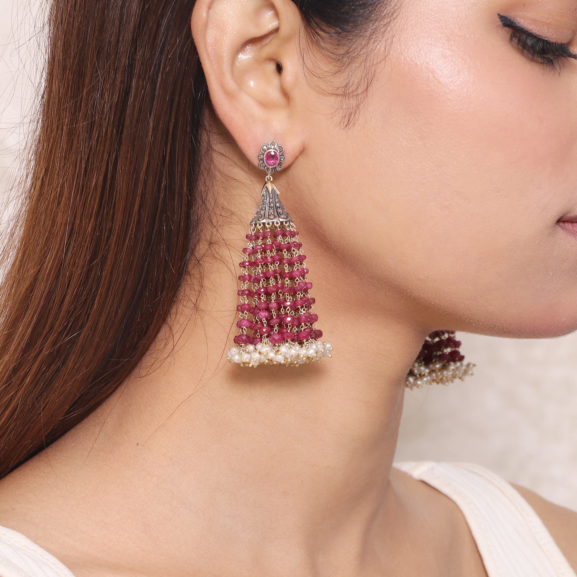 Victorian Crown Jewel Ruby, Sapphire & Diamond Earrings