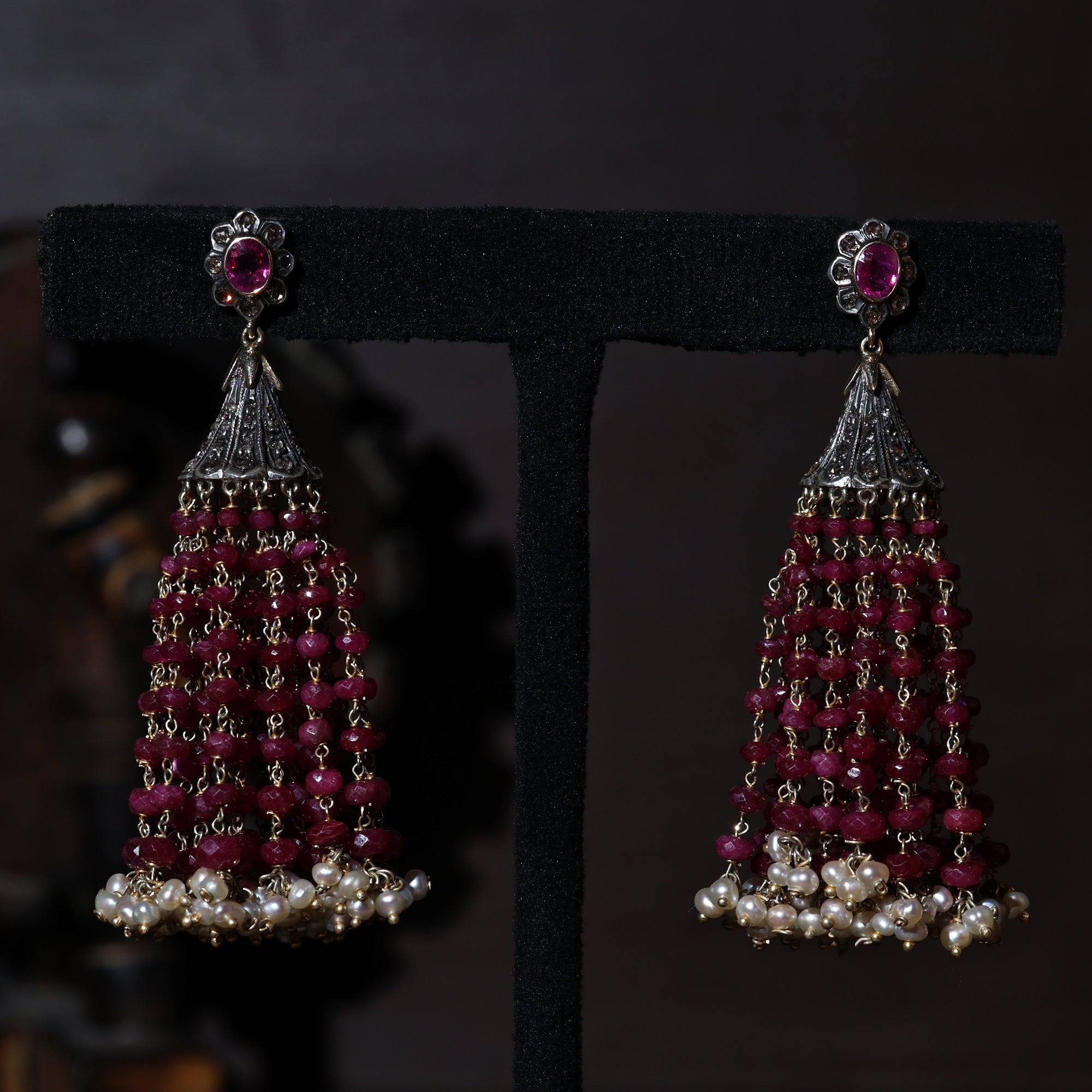 Victorian Crown Jewel Ruby, Sapphire & Diamond Earrings