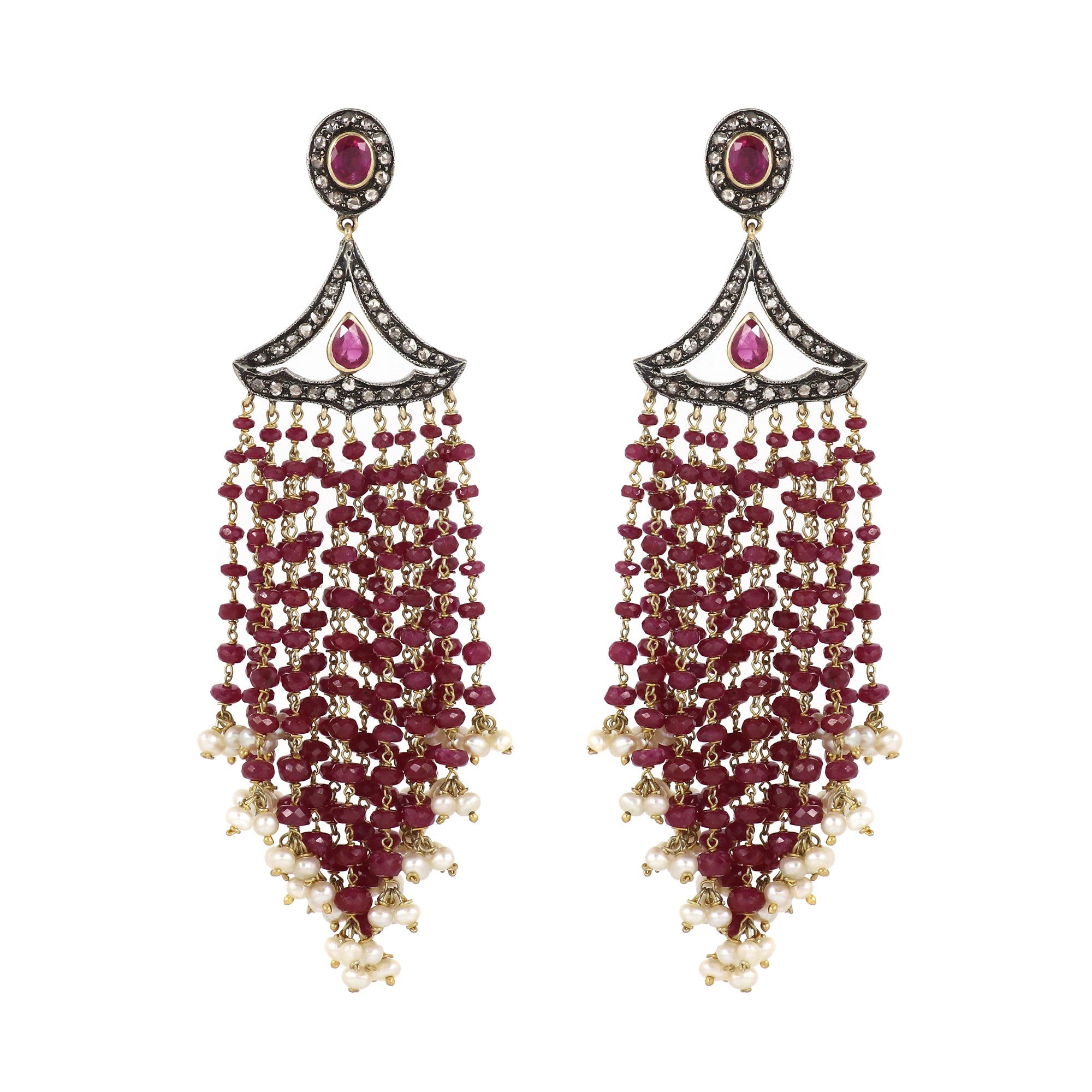Victorian Splendor Ruby Mala & Diamond Drops