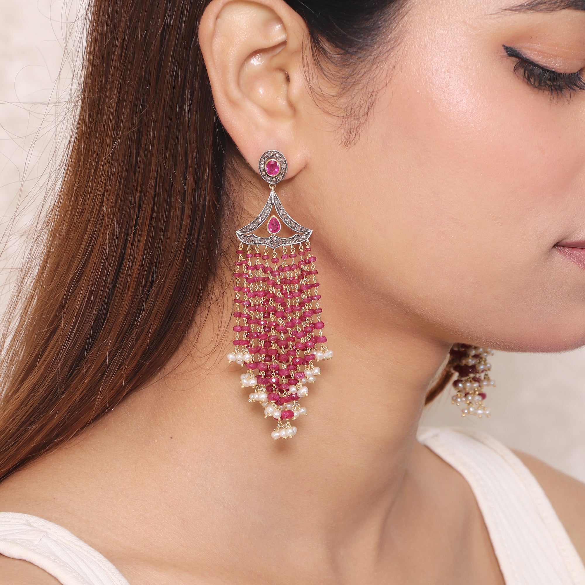 Victorian Splendor Ruby Mala & Diamond Drops