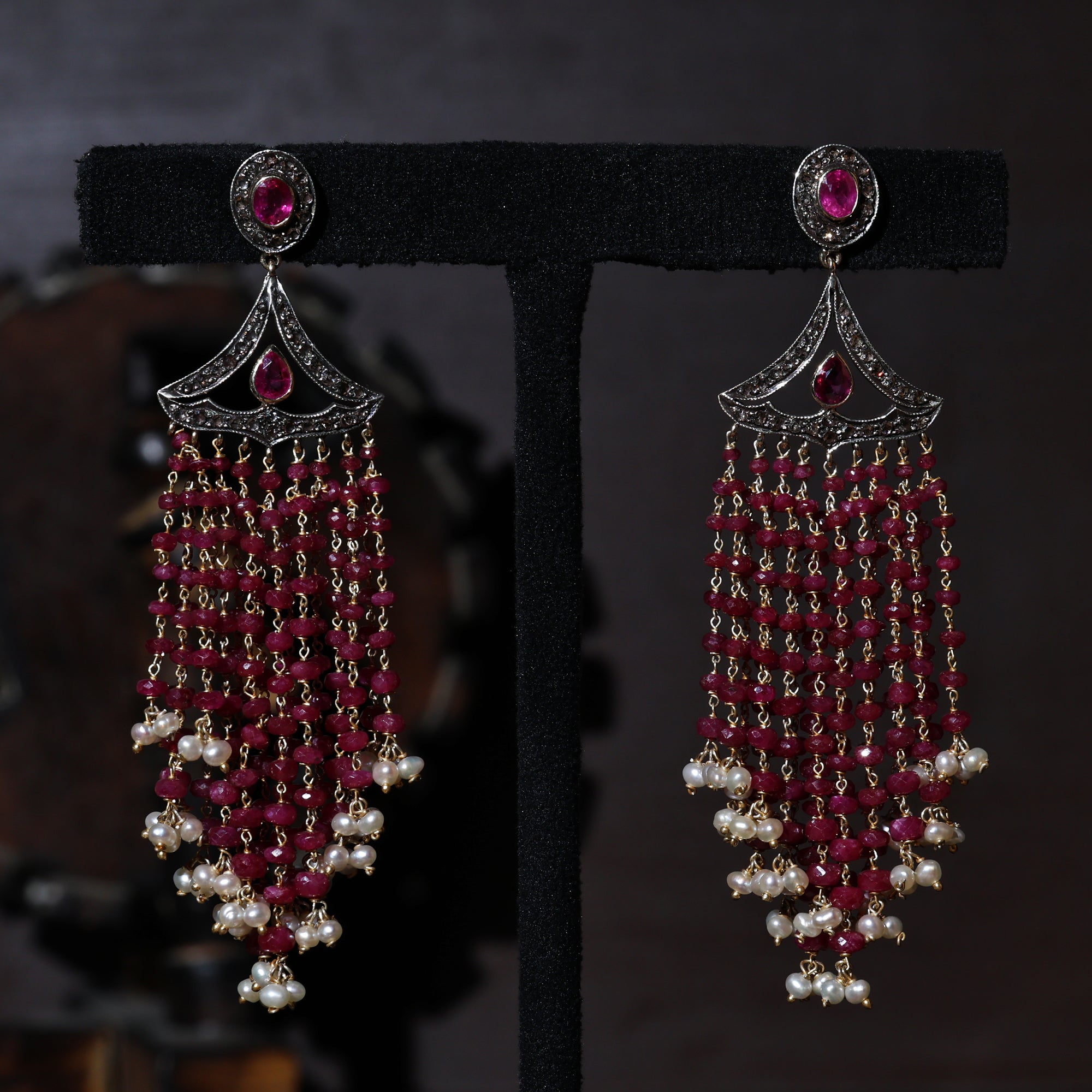 Victorian Splendor Ruby Mala & Diamond Drops
