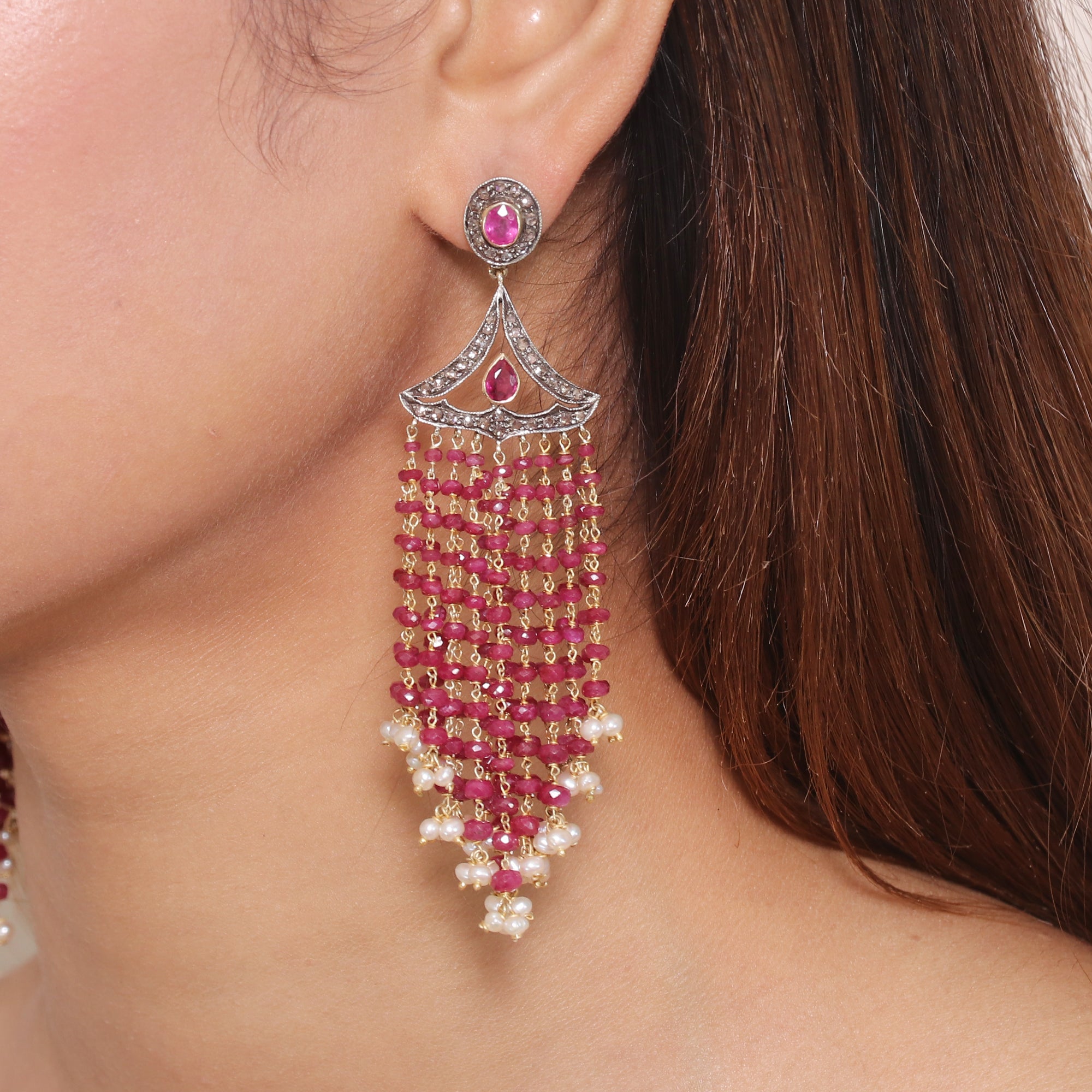Victorian Splendor Ruby Mala & Diamond Drops