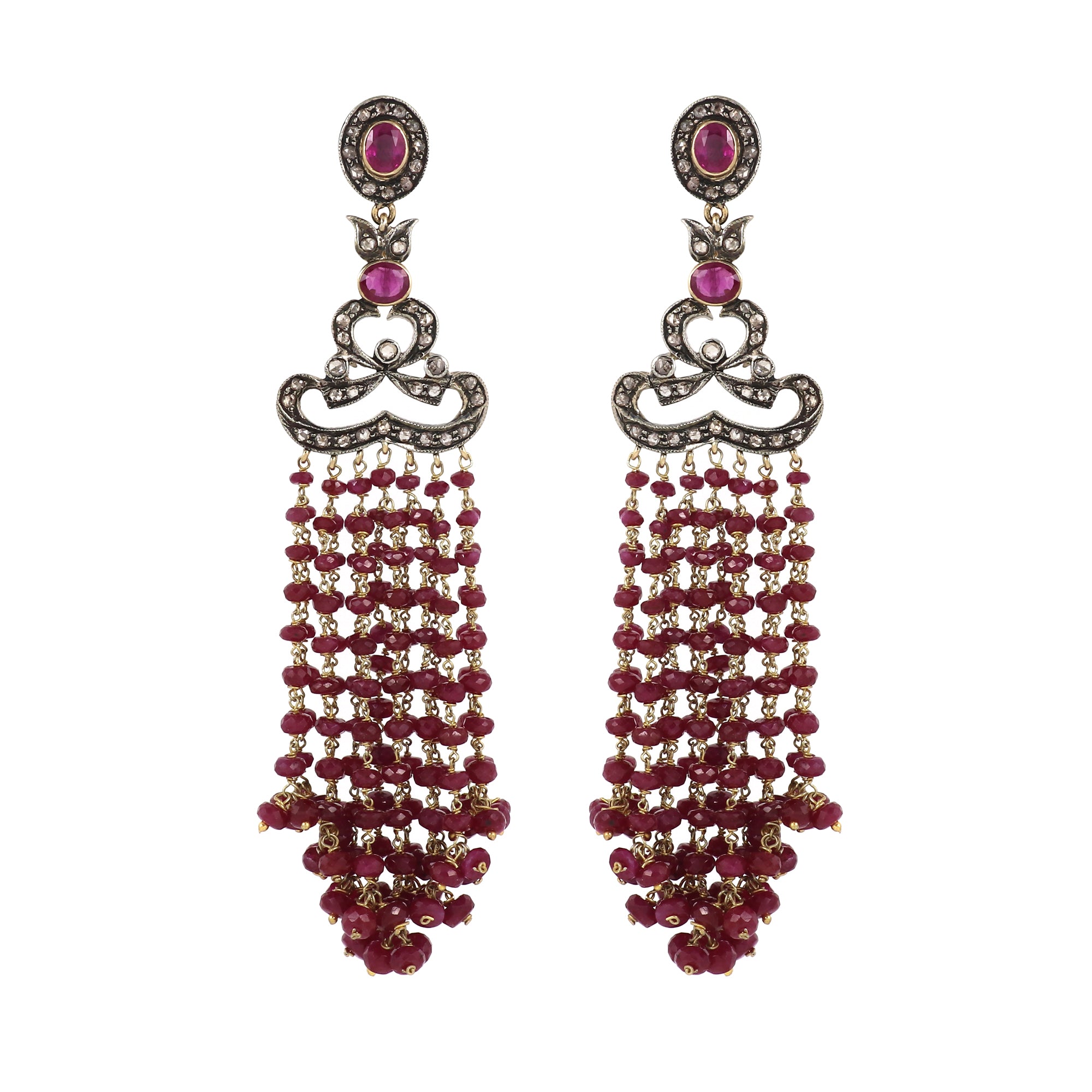 Imperial Victorian Ruby & Diamond Bead Drops
