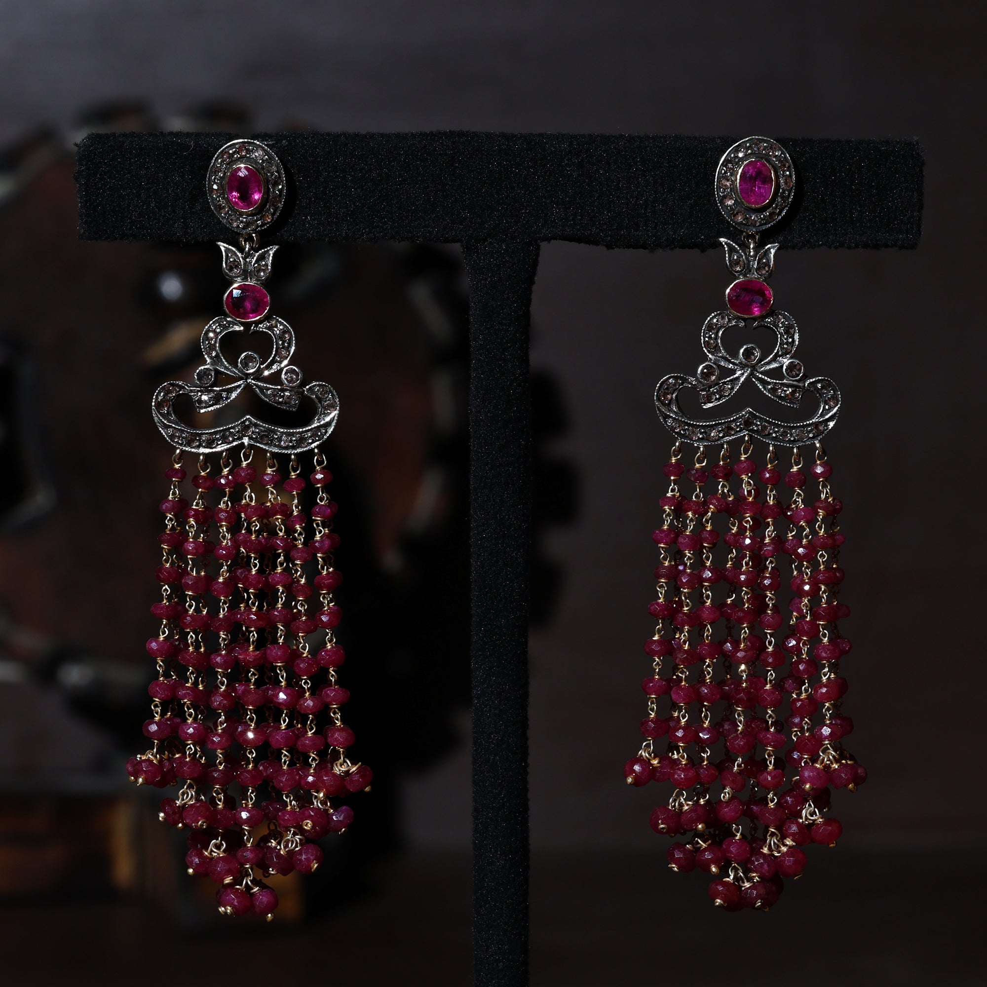 Imperial Victorian Ruby & Diamond Bead Drops