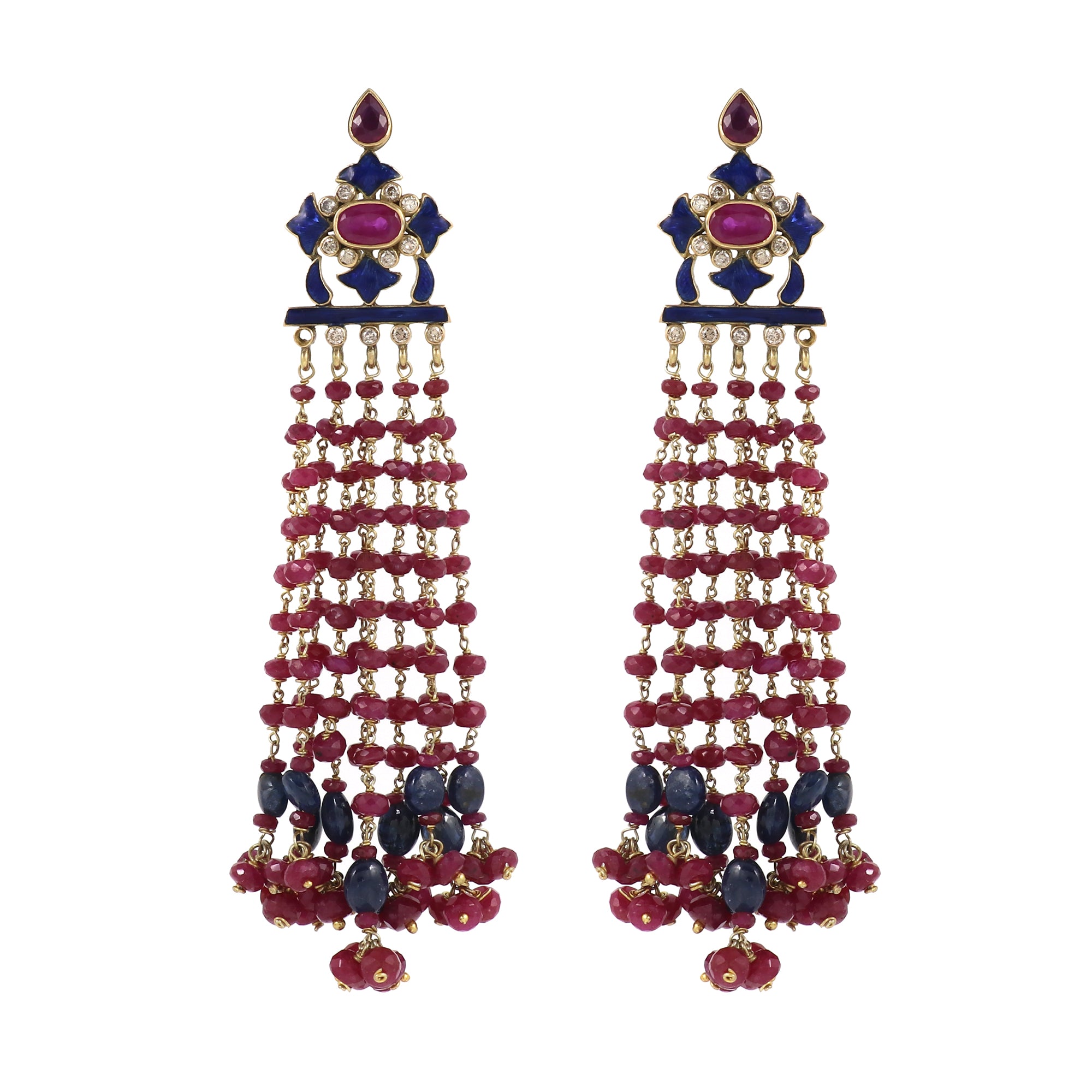 Victorian Legacy Sapphire, Ruby & Diamond Earrings