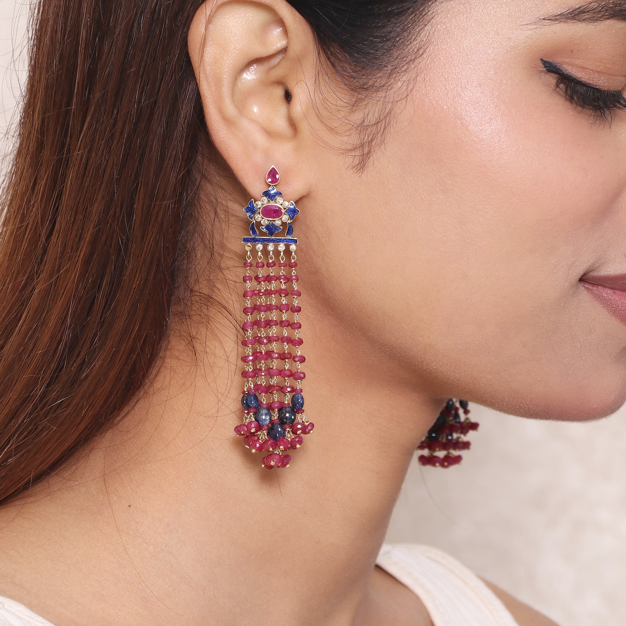 Victorian Legacy Sapphire, Ruby & Diamond Earrings
