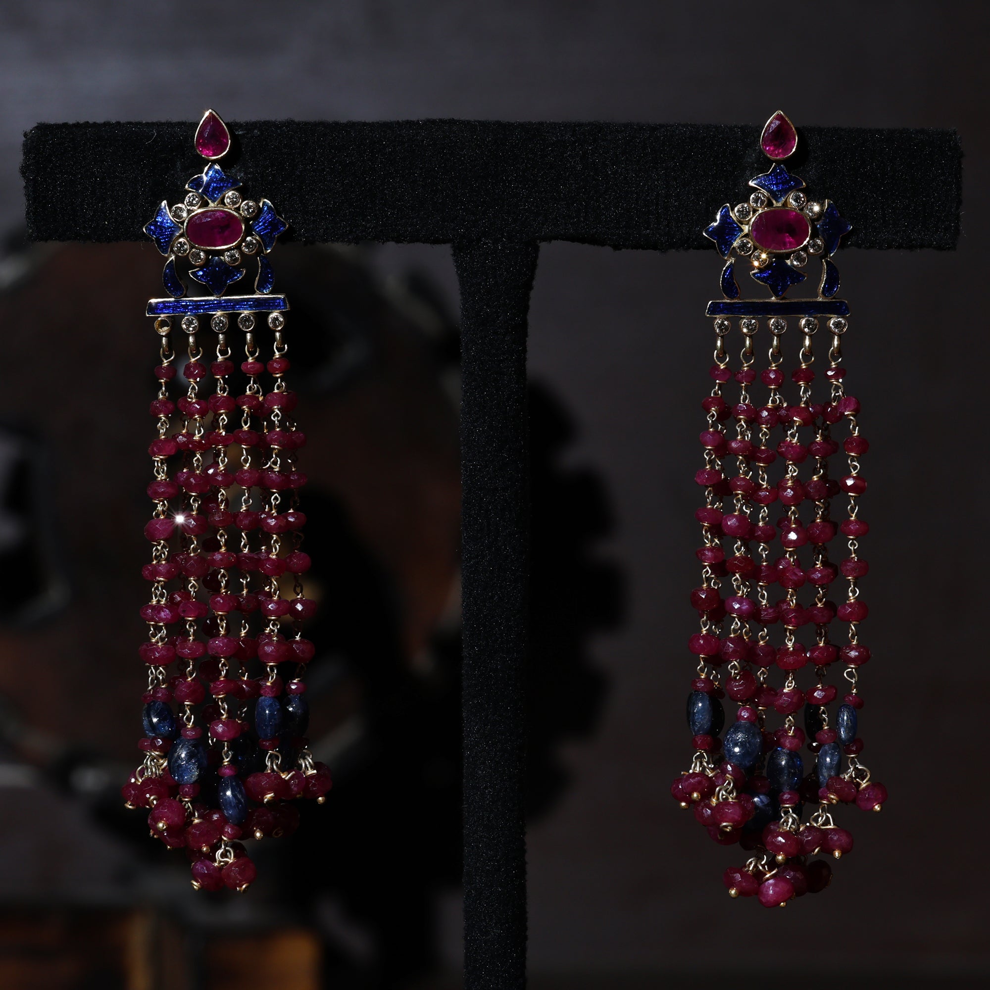 Victorian Legacy Sapphire, Ruby & Diamond Earrings